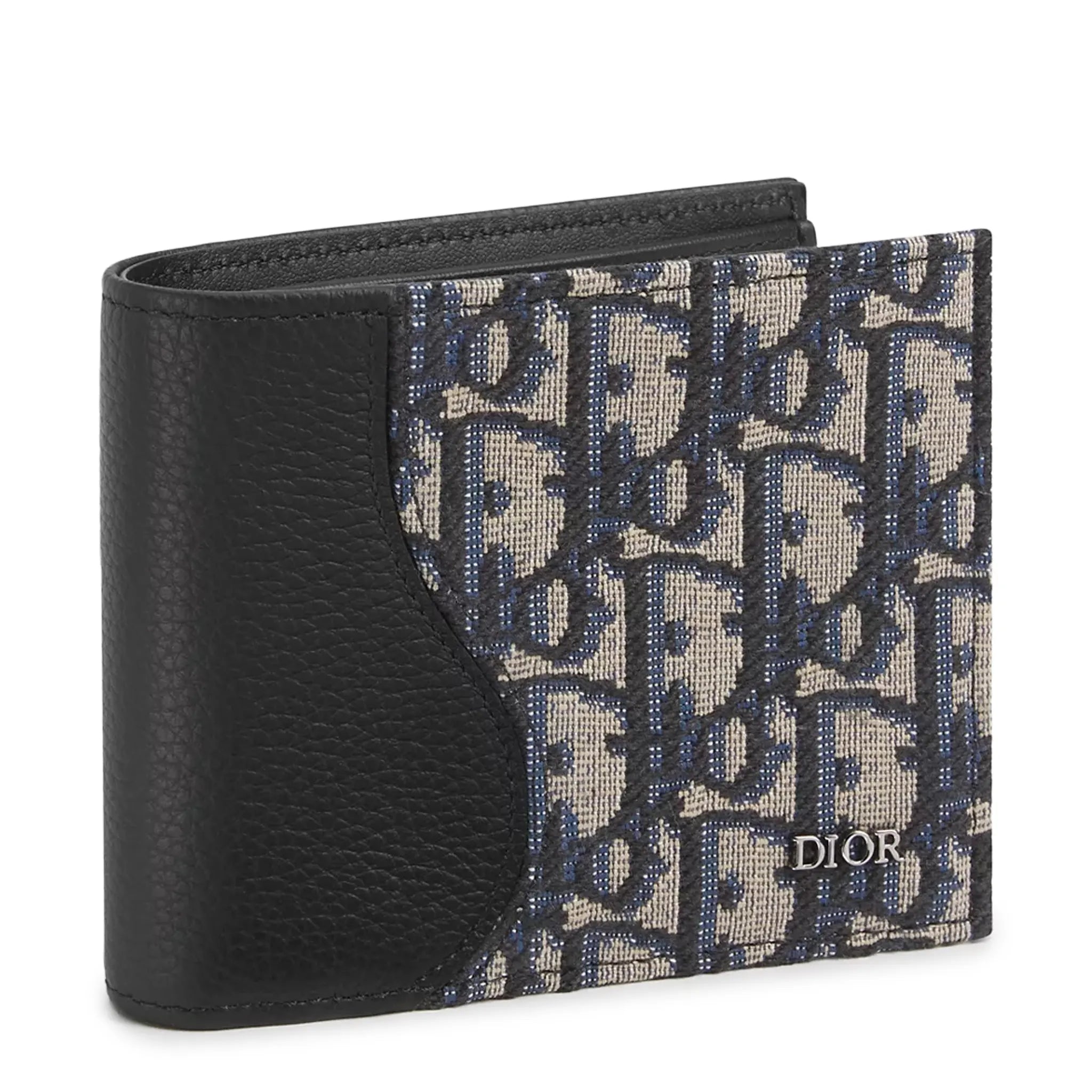 Dior Grained Calfskin Black and Beige Saddle Bifold Wallet - view 2