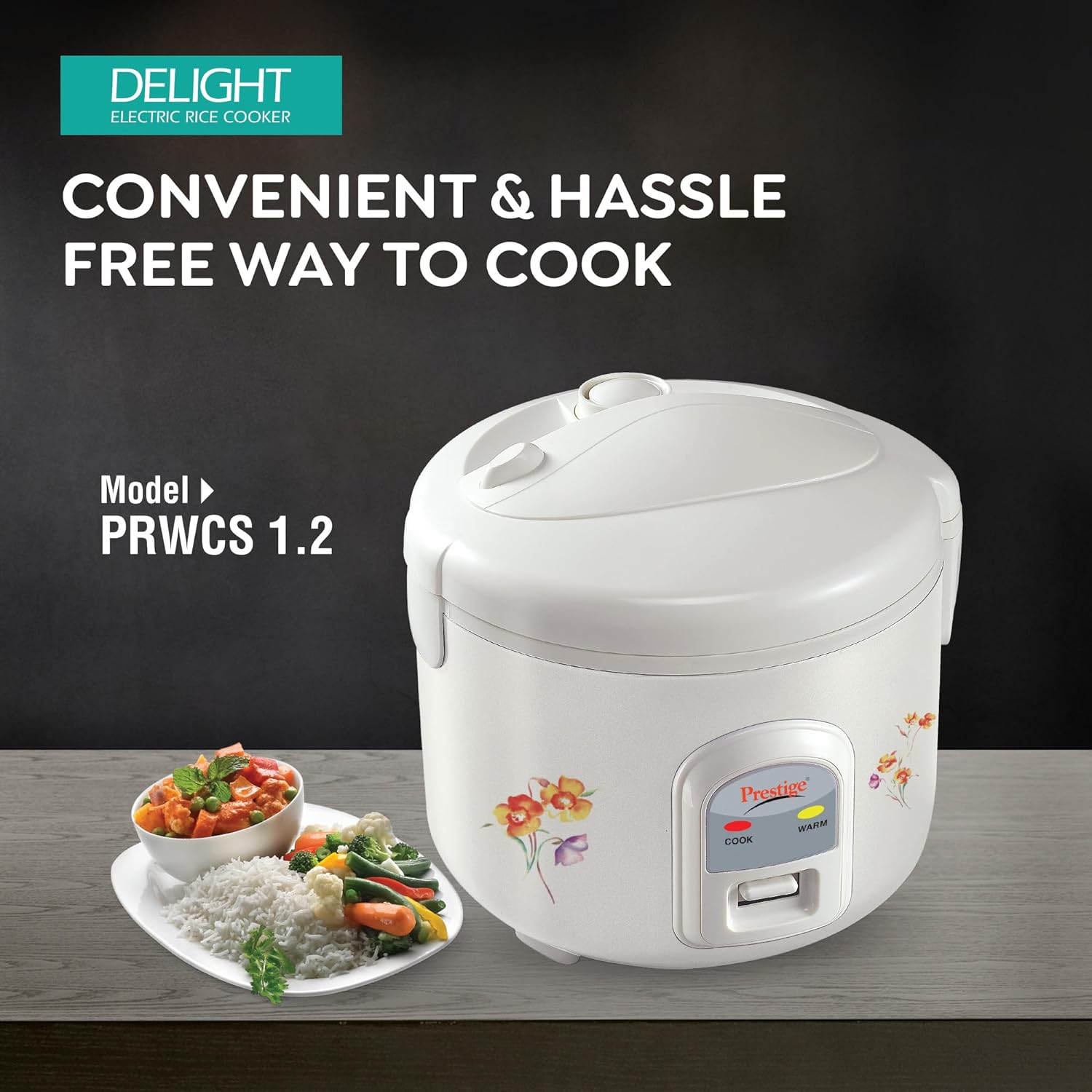 Prestige Delight Electric PRWCS 1.2 Ltr Rice Cooker | 500 Watts | White - view 2