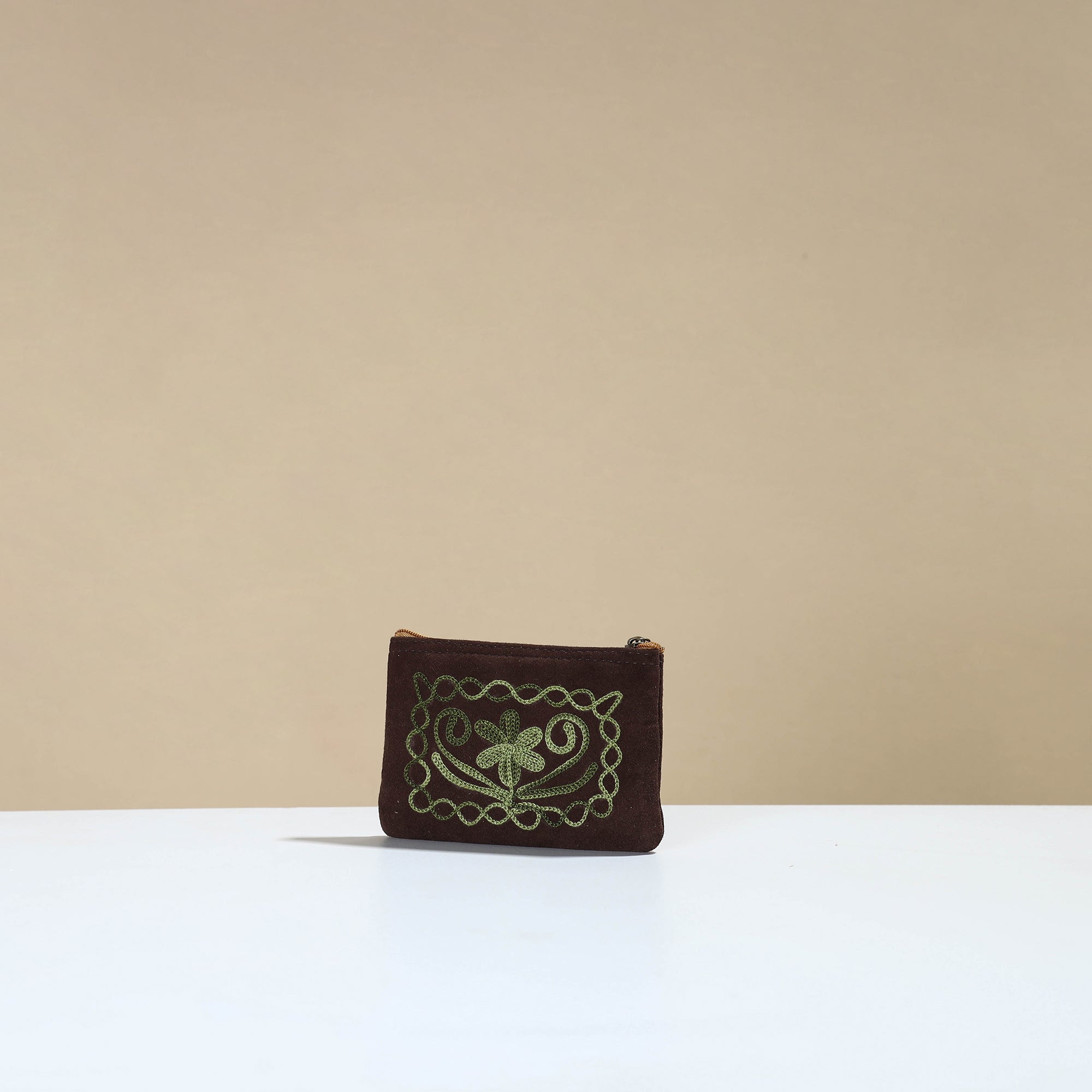 ITOKRI CRAFTS INITIATIVE Brown - Kashmiri Crewel Hand Embroidery Velvet Coin Purse 05 - view 2