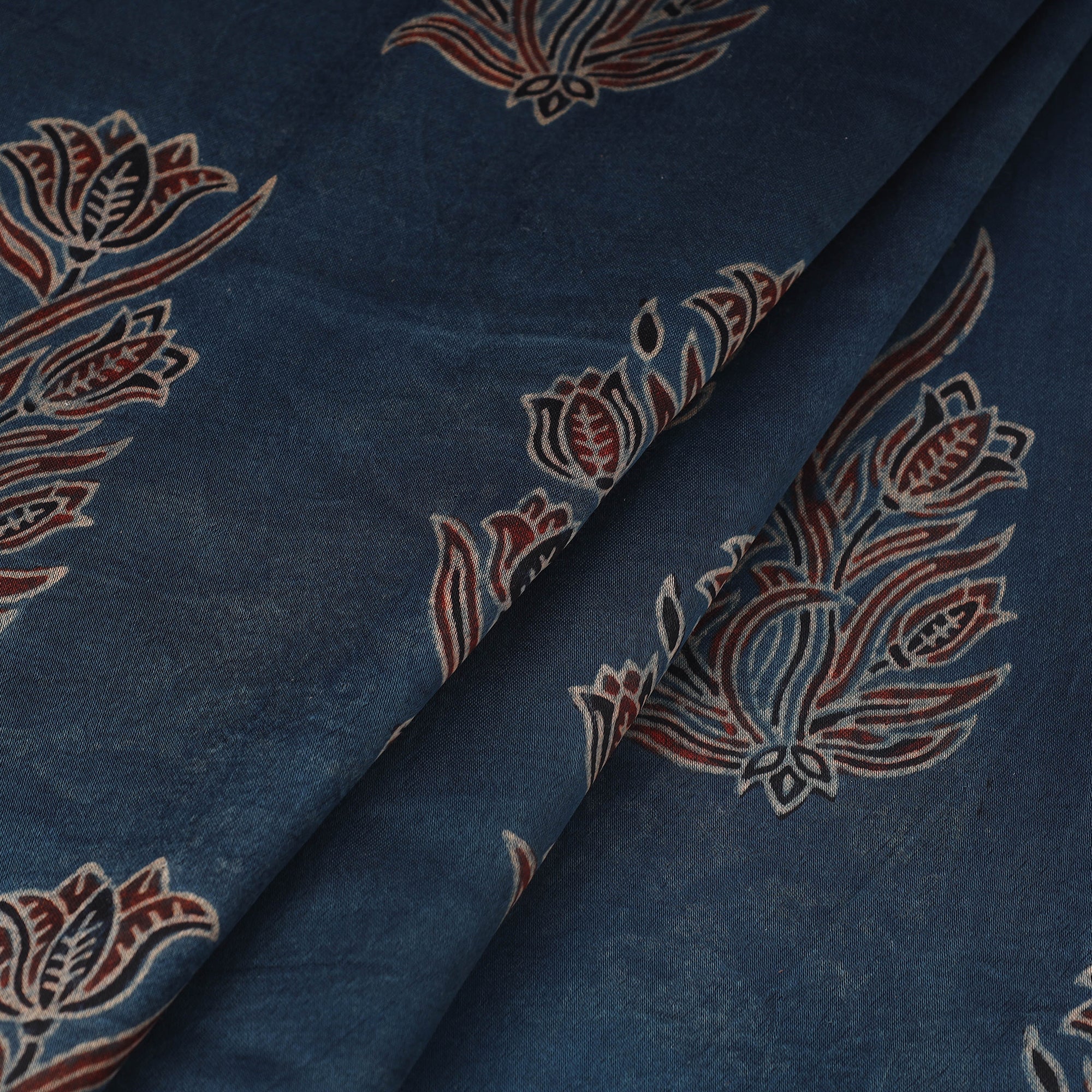 KACHCHH JI CHHAAP Blue - Block Print Mashru Silk Natural Dyed Ajrakh Fabric 73 - view 2