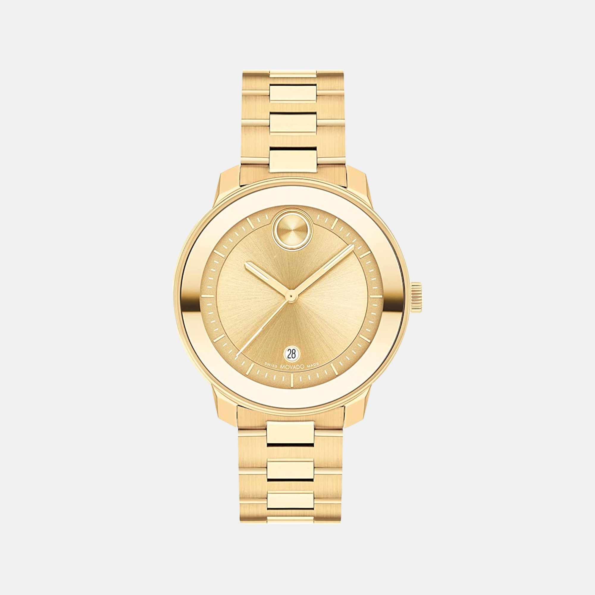 Movado Bold Women Quartz Gold Dial Analog Stainless Steel Watch 3600871