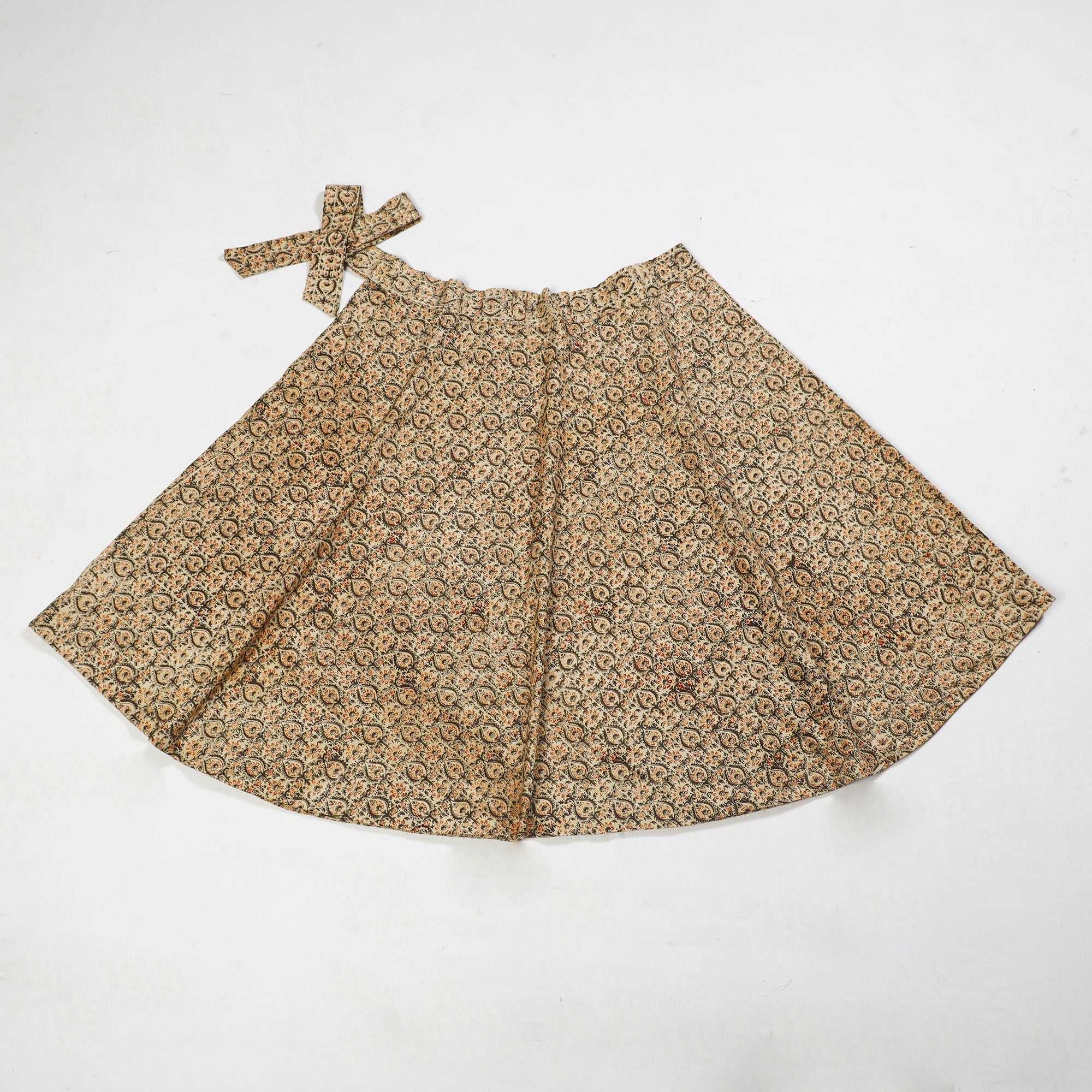 NOORI BAZAR Beige - Block Printed Cotton Wrap Around Kalamkari Skirt 11 - view 2