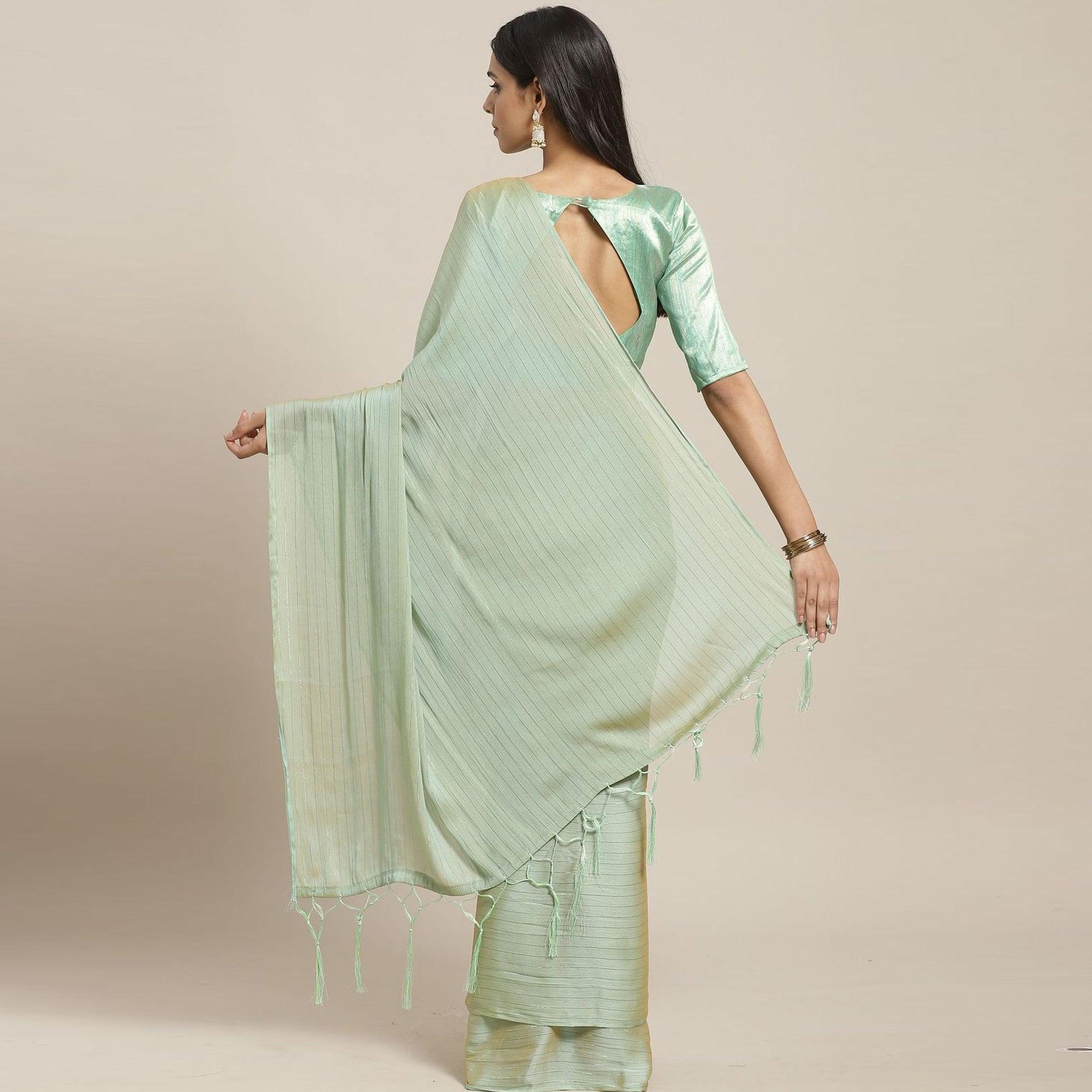 Peachmode Ideal Olive Colored Casual Wear Printed Poly Georgette Saree - view 4