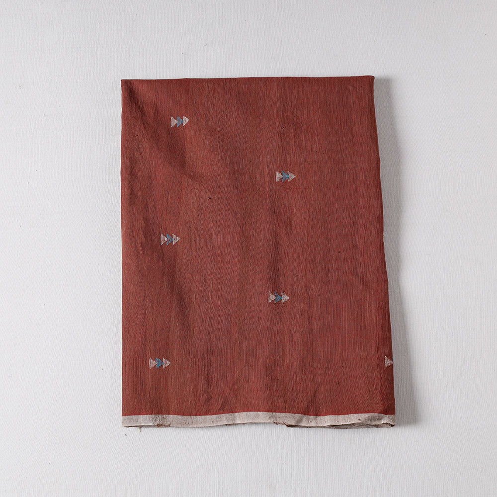 ITOKRI CRAFTS INITIATIVE Brown - Godavari Jamdani Pure Handloom Cotton Precut Fabric (0.8 meter)