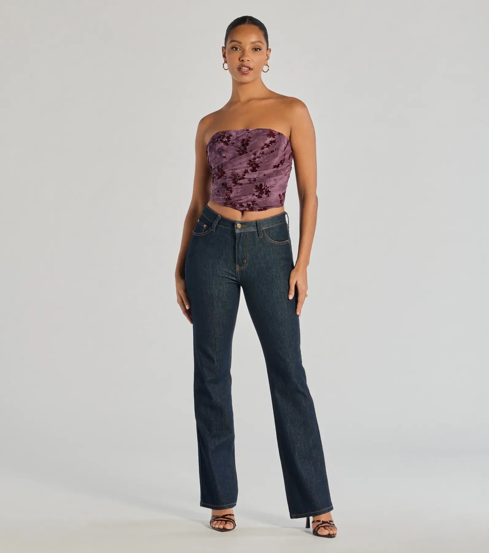 Windsor Floral Passion Ruched Cropped Corset Top - view 3