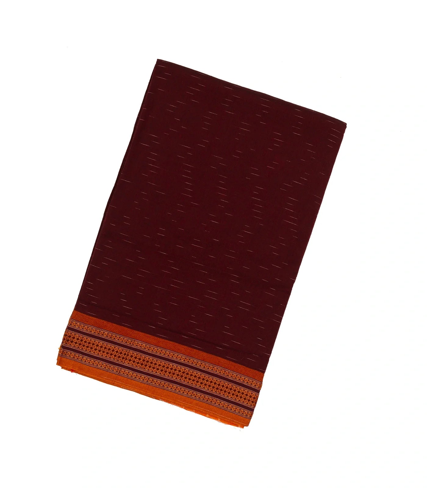 RmKV Maroon Handloom Orissa Cotton Saree With Orange Border