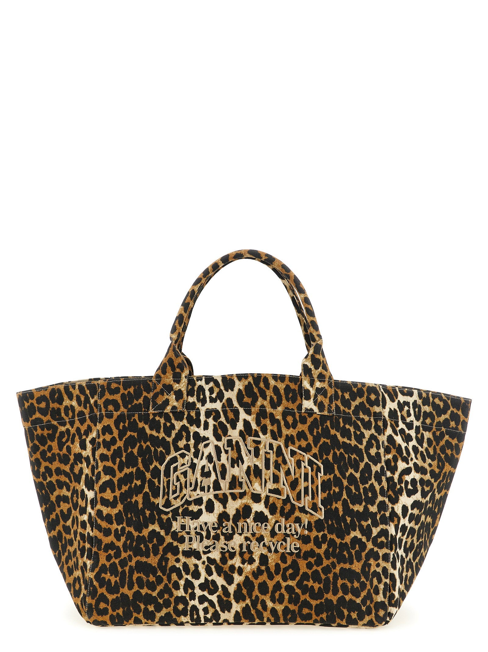 Ganni Leopard Xxl Shopping Bag – 100% recycled cotton