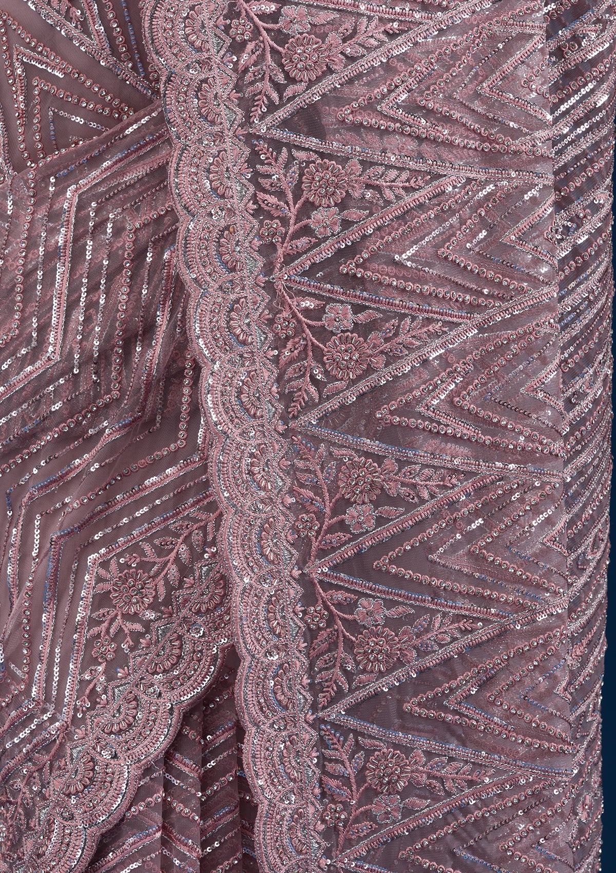 Koskii Onion Pink Sequins Net Saree – Women's - view 7