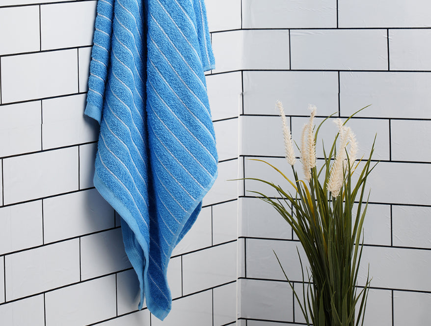 100 cotton bath – Spaces India Royal Blue - Dark Blue 100% Cotton Bath Towel - 2-In-1 By Welspun
