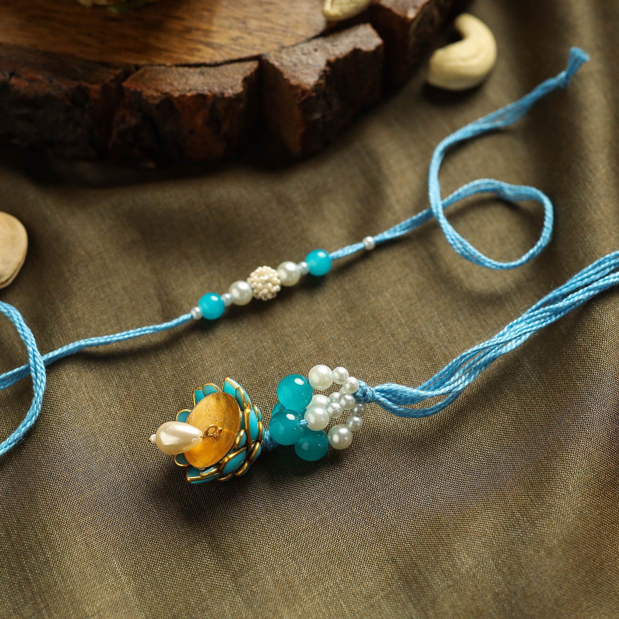 ITOKRI CRAFTS INITIATIVE Beadwork Bhaiya Bhabhi Rakhi with Dry Fruit Laddu - view 2
