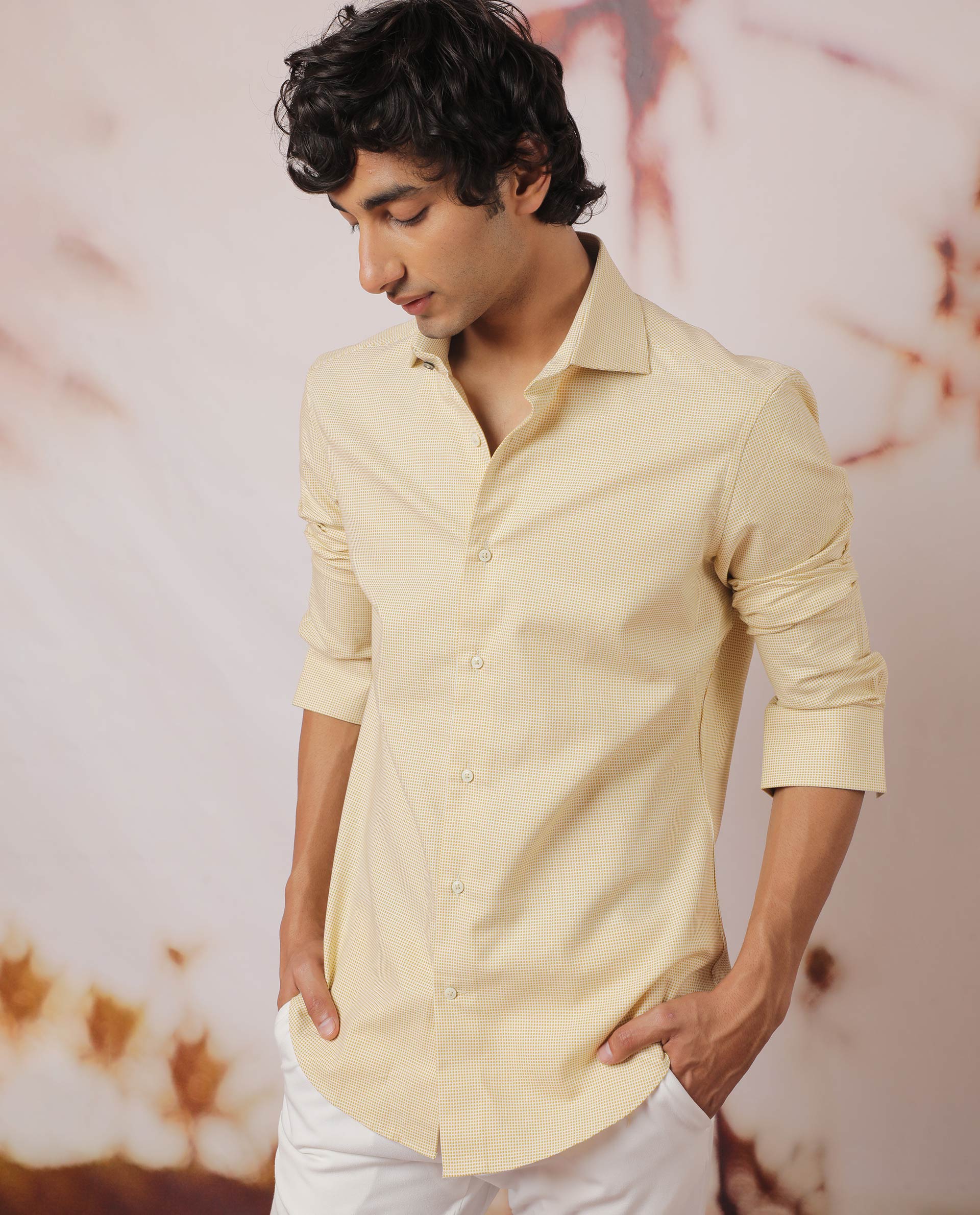 Rare Rabbit Men's Kings Yellow Cotton Fabric Full Sleeves Check Shirt - view 5