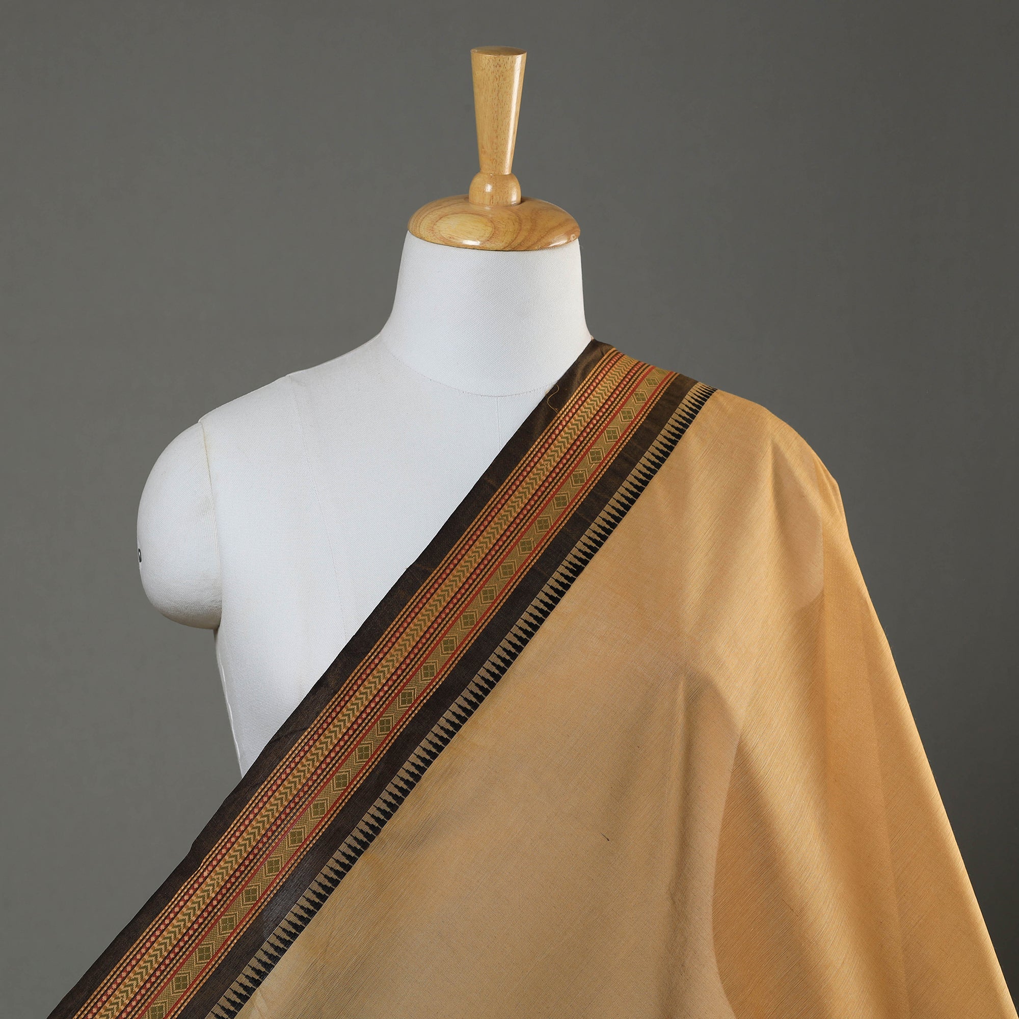 SOUTH KARGHA Brown - Kanchipuram Cotton Fabric with Zari Border