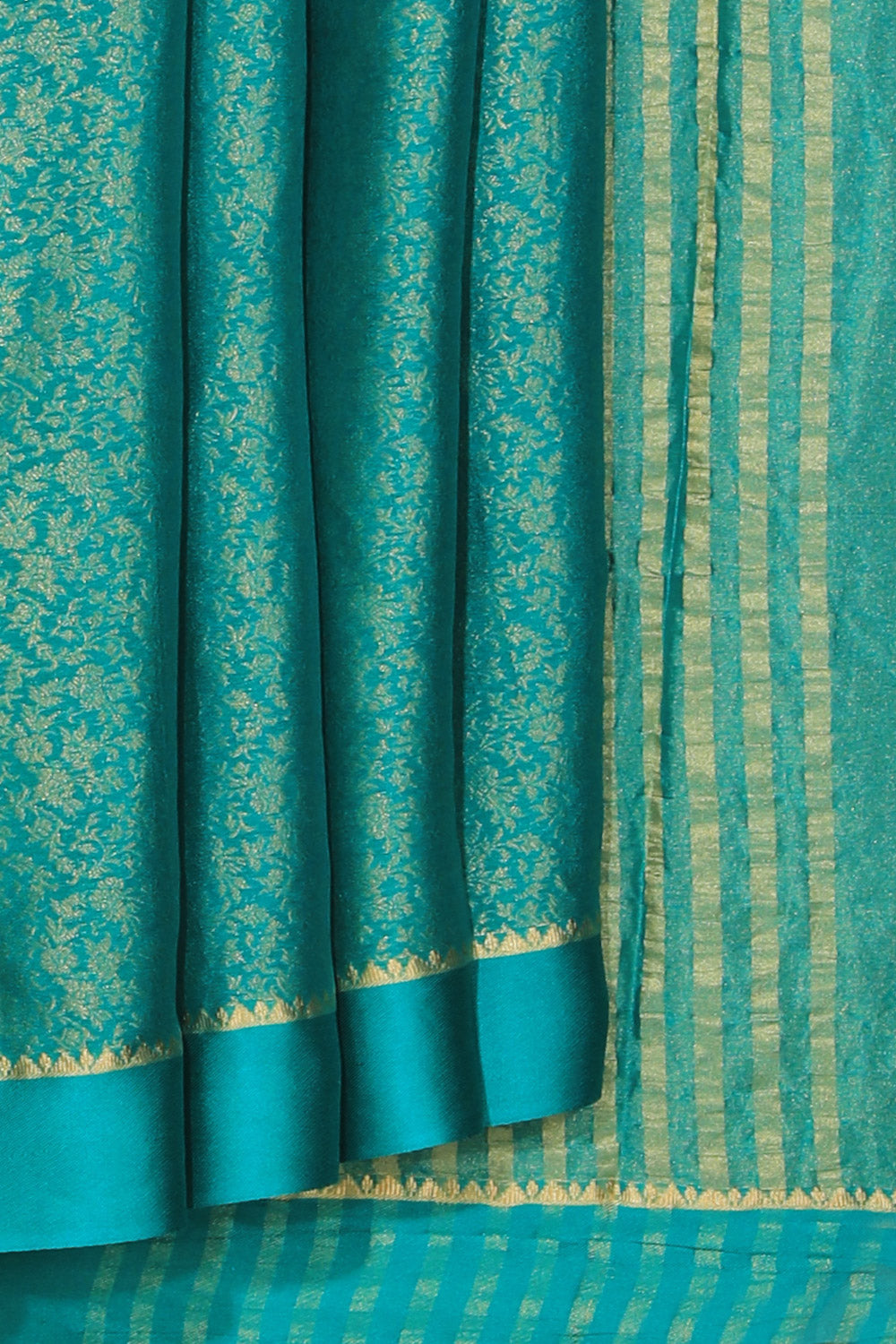 Kalanjali Crepe Silk Teal Green Saree – Women's