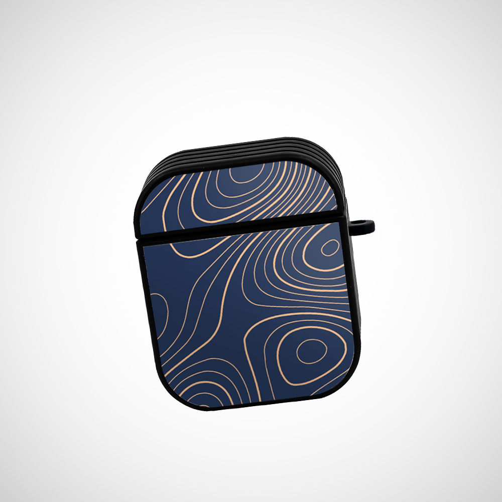 Cover It Up Navy blue Topography Glass Airpods 1st Gen Case Covers