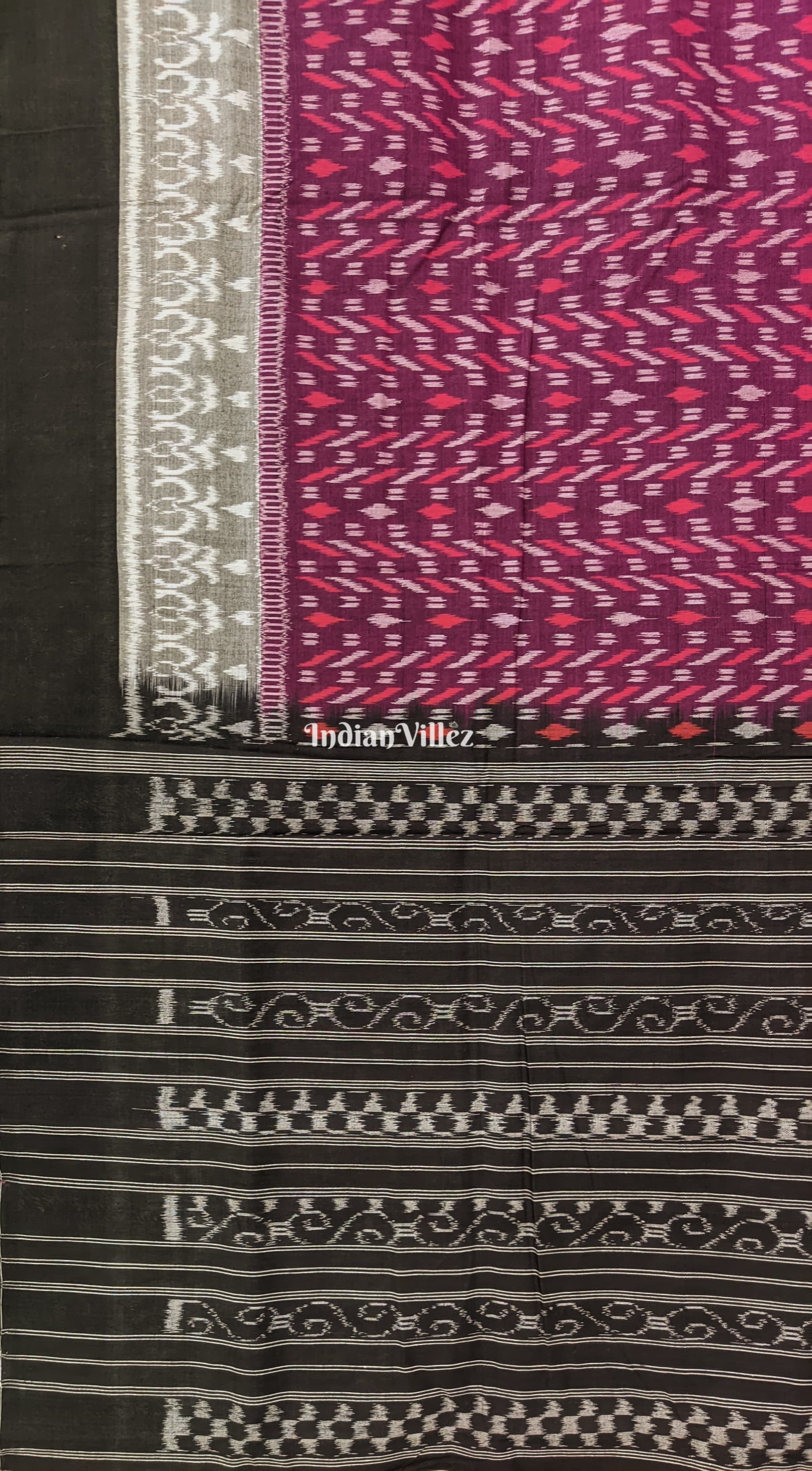 IndianVillèz Wine Pure Sambalpuri Cotton Saree - view 3