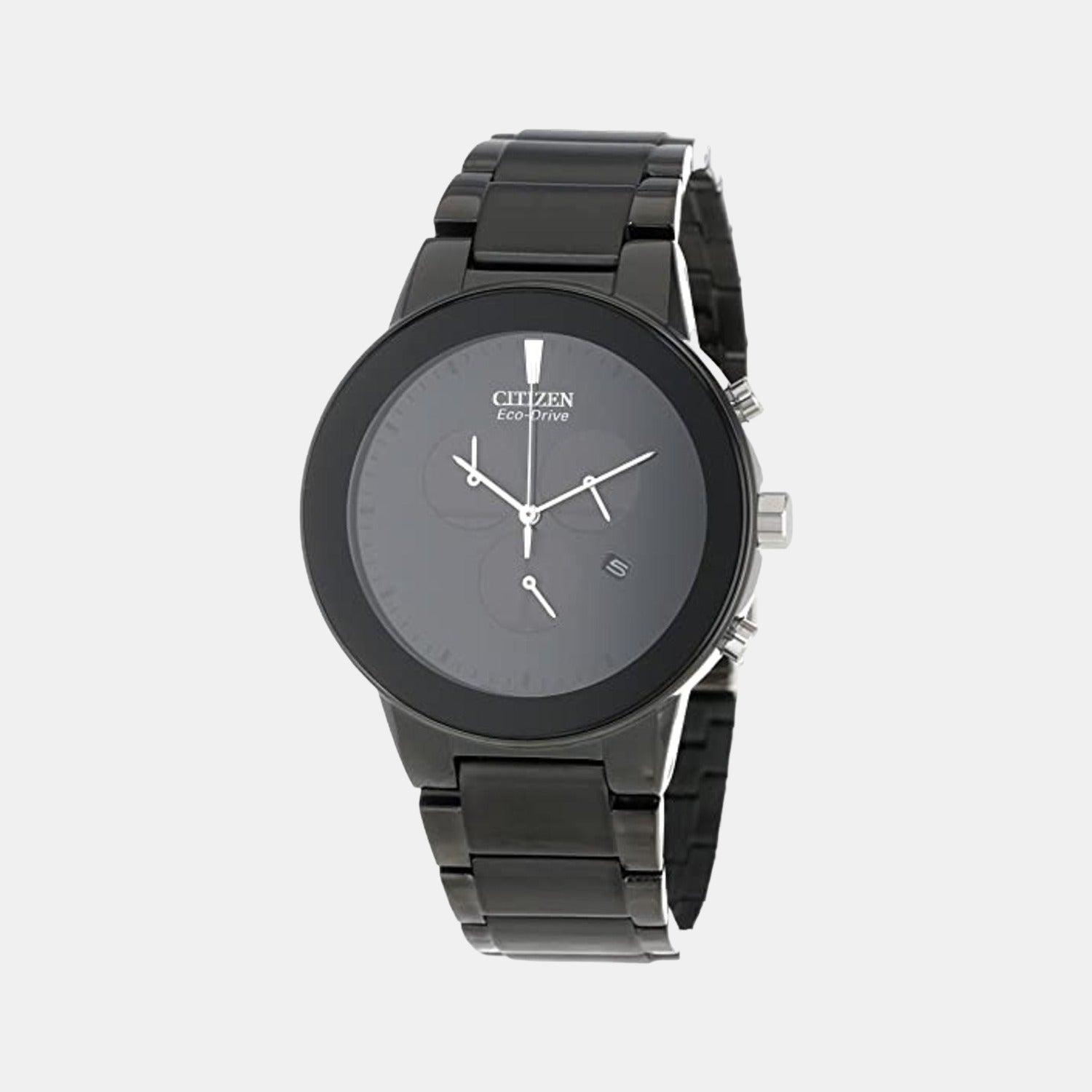 Citizen Axiom Men Quartz Black Dial Chronograph Stainless Steel Watch AT2245-57E
