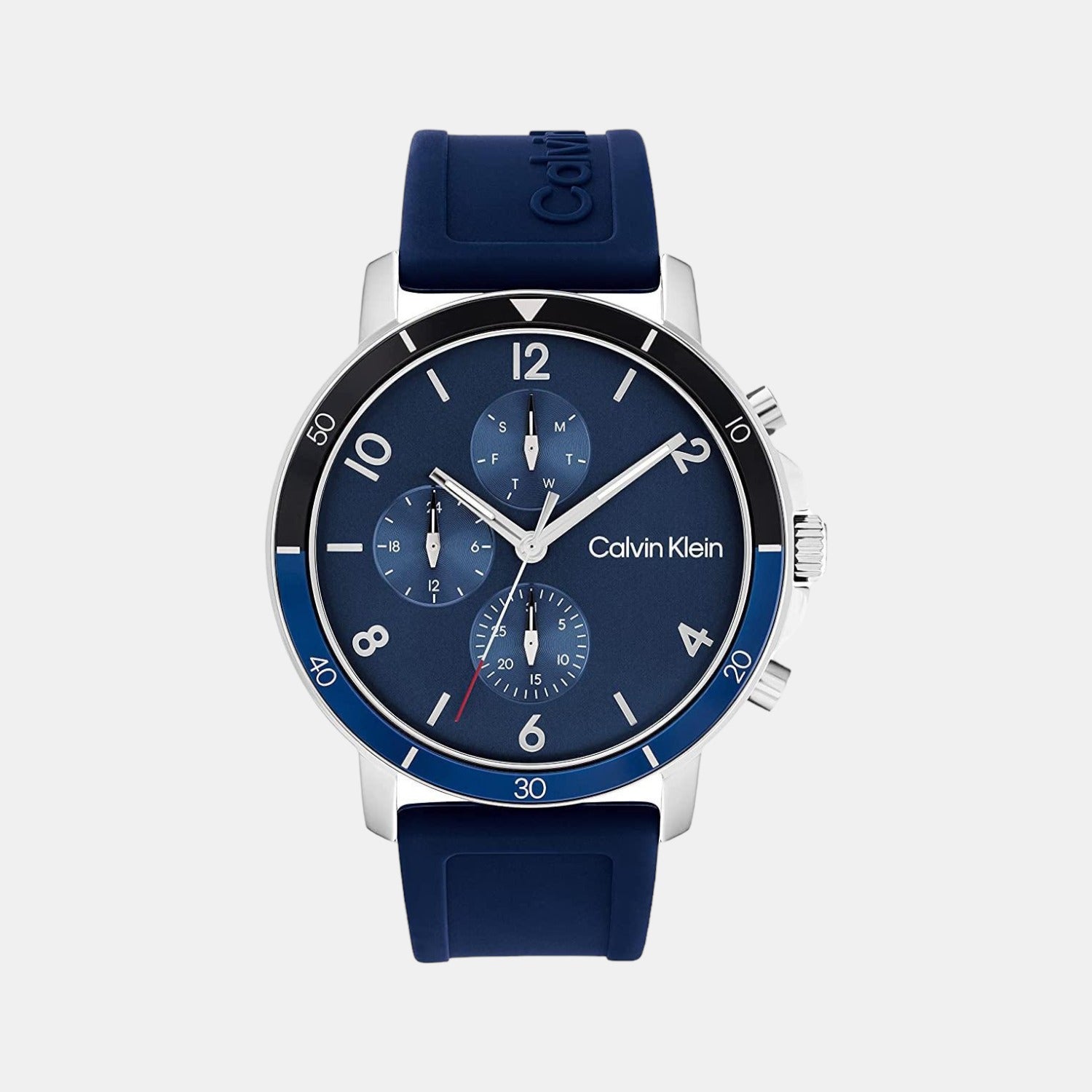Calvin Klein Gauge Sport Men Quartz Blue Dial Chronograph Silicone Watch 25200071