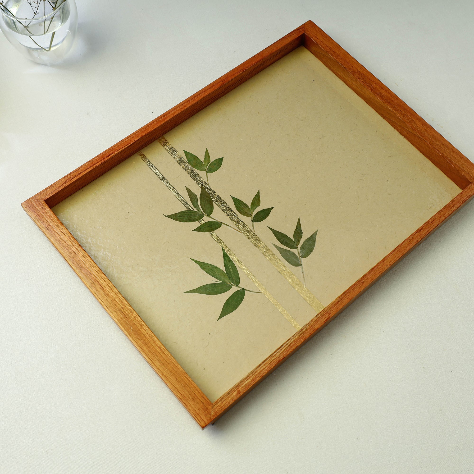SHRADHANJALI - AN AUROVILLE UNIT Beige - Bamboo Art Work Wooden Tray (16 x 11 x 1 in) - view 2