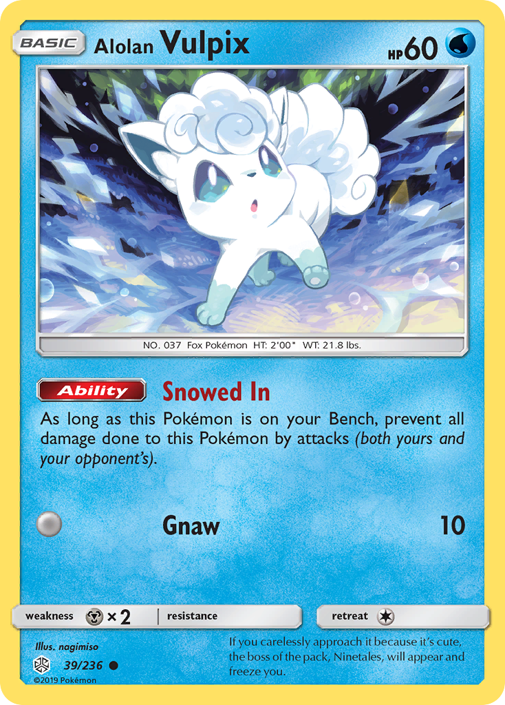 Common sm12-39 reverse – Pokémon Alolan Vulpix - 39/236 - Common [sm12-39] [Reverse Holo] - Alolan Vulpix - 39/236 - Common