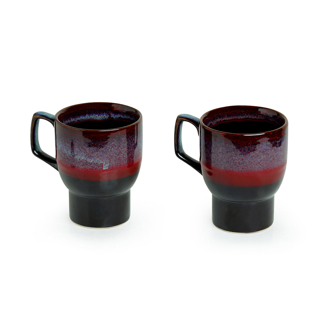 EXCLUSIVELANE 'Crimson Caldera' Hand Glazed Studio Pottery Ceramic Coffee & Tea Mugs (Set Of 2) - view 2