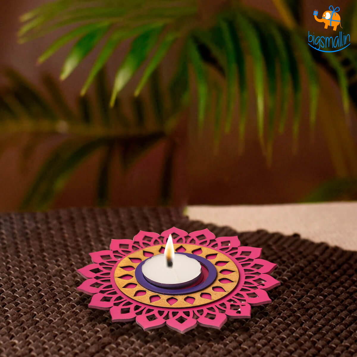 Bigsmall_cc Decorative Wooden Tea Light Holder - Set of 2 - view 3