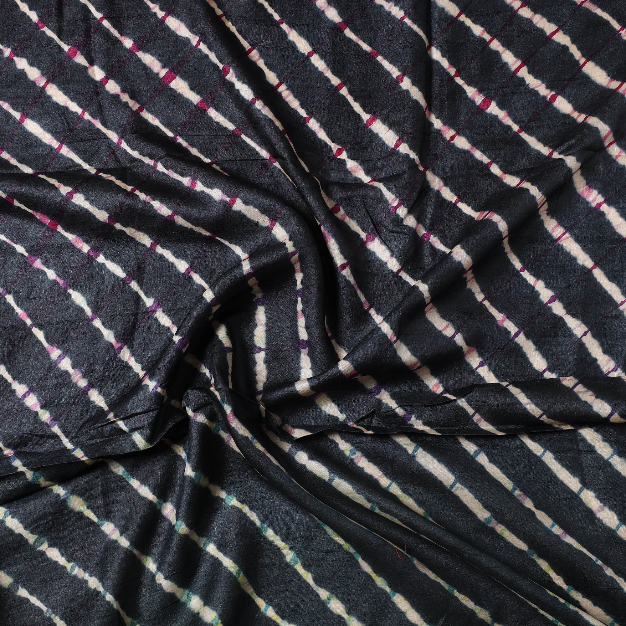 LEHARIYA BY BADSHAH MIYAN Black - Leheriya Tie-Dye Tussar Silk Precut Fabric (2 meter) 27 - view 2