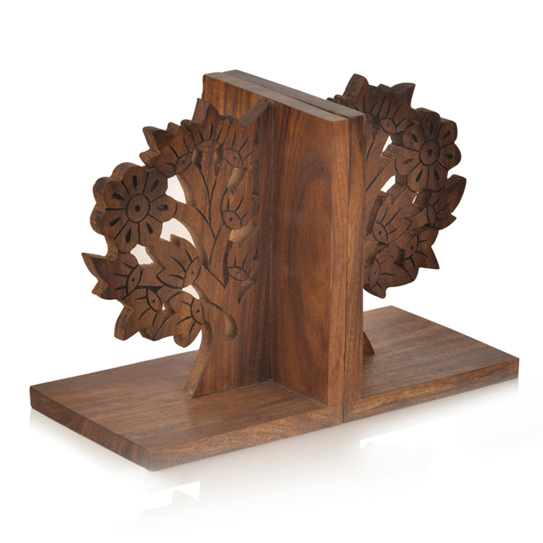 EXCLUSIVELANE 'Tree Of Life' - Hand Carved & Engraved Sheesham Wood Bookend - view 3