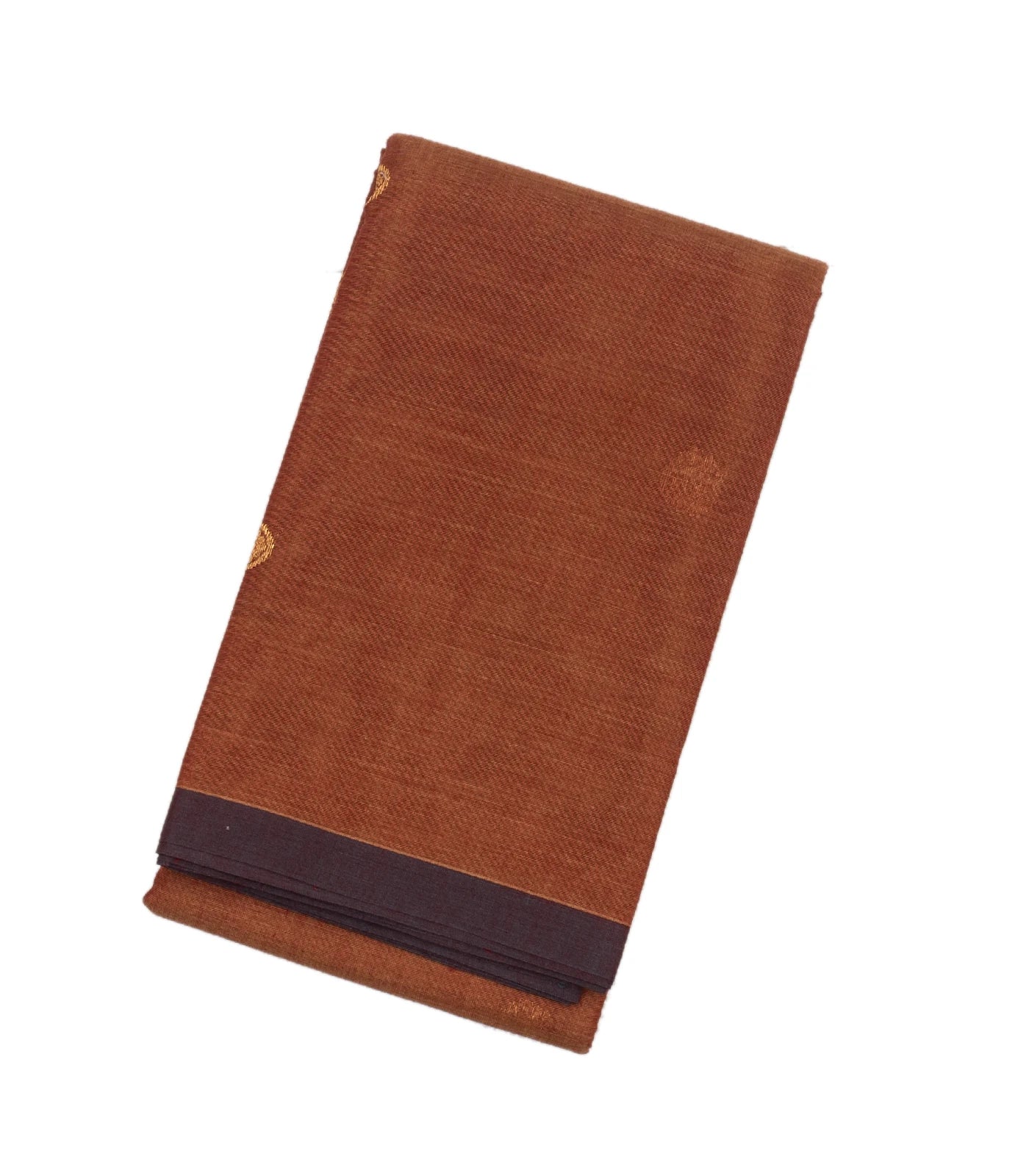 RmKV Brown Handloom Kanchi Cotton Saree With Annam & Elephant Buttas