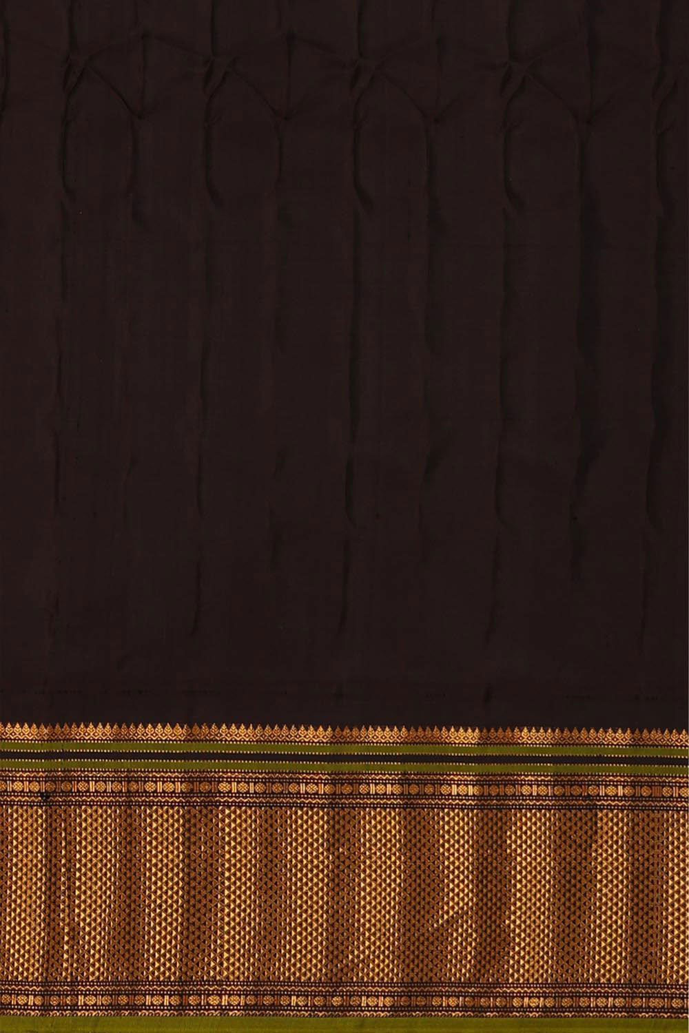 Kalanjali Gadwal Silk Green-Cream Saree – Women's - view 4