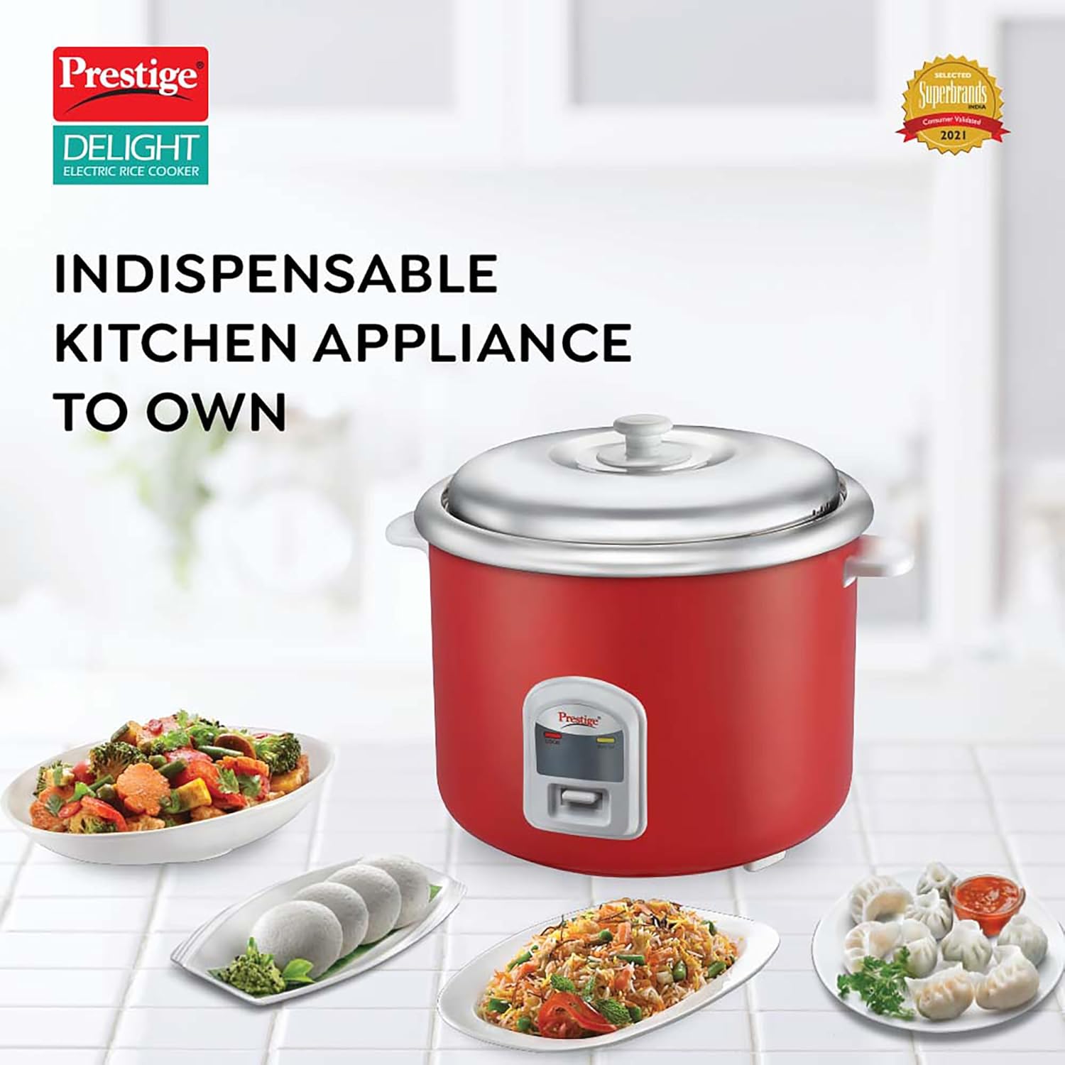 Prestige Delight Cute Electric 2.8 Litre Rice Cooker | 1000 Watts | Red - view 2