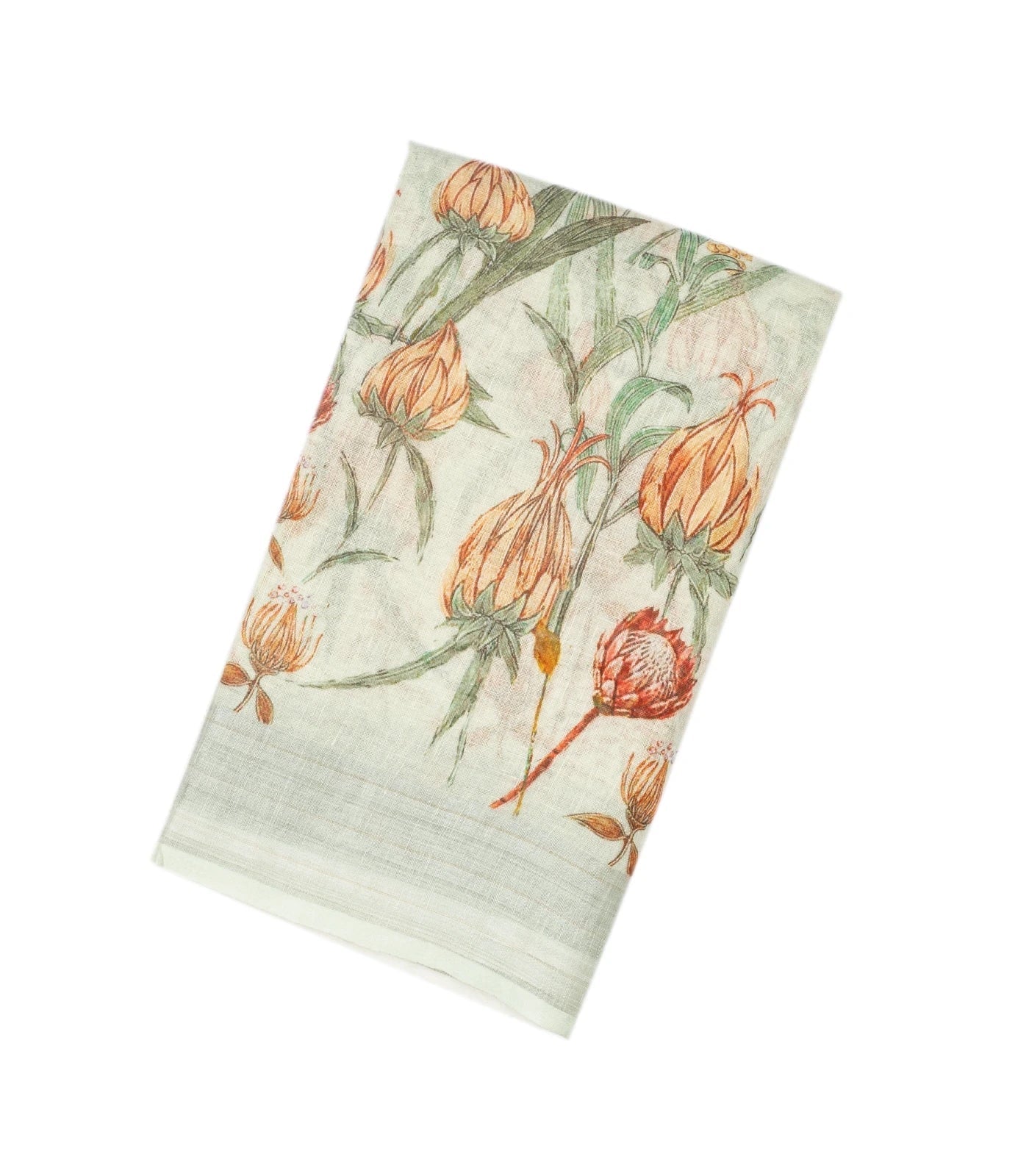 RmKV Off White Handloom Linen Saree With Printed Bird Motifs