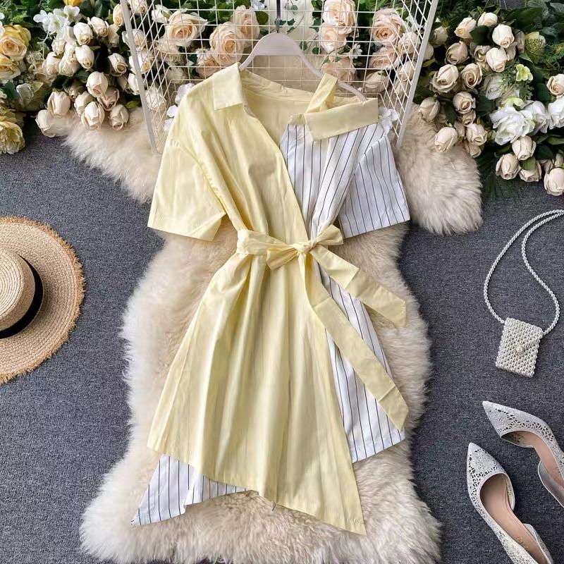 Alamode By Akanksha Two Tone Shirt Dress – Yellow