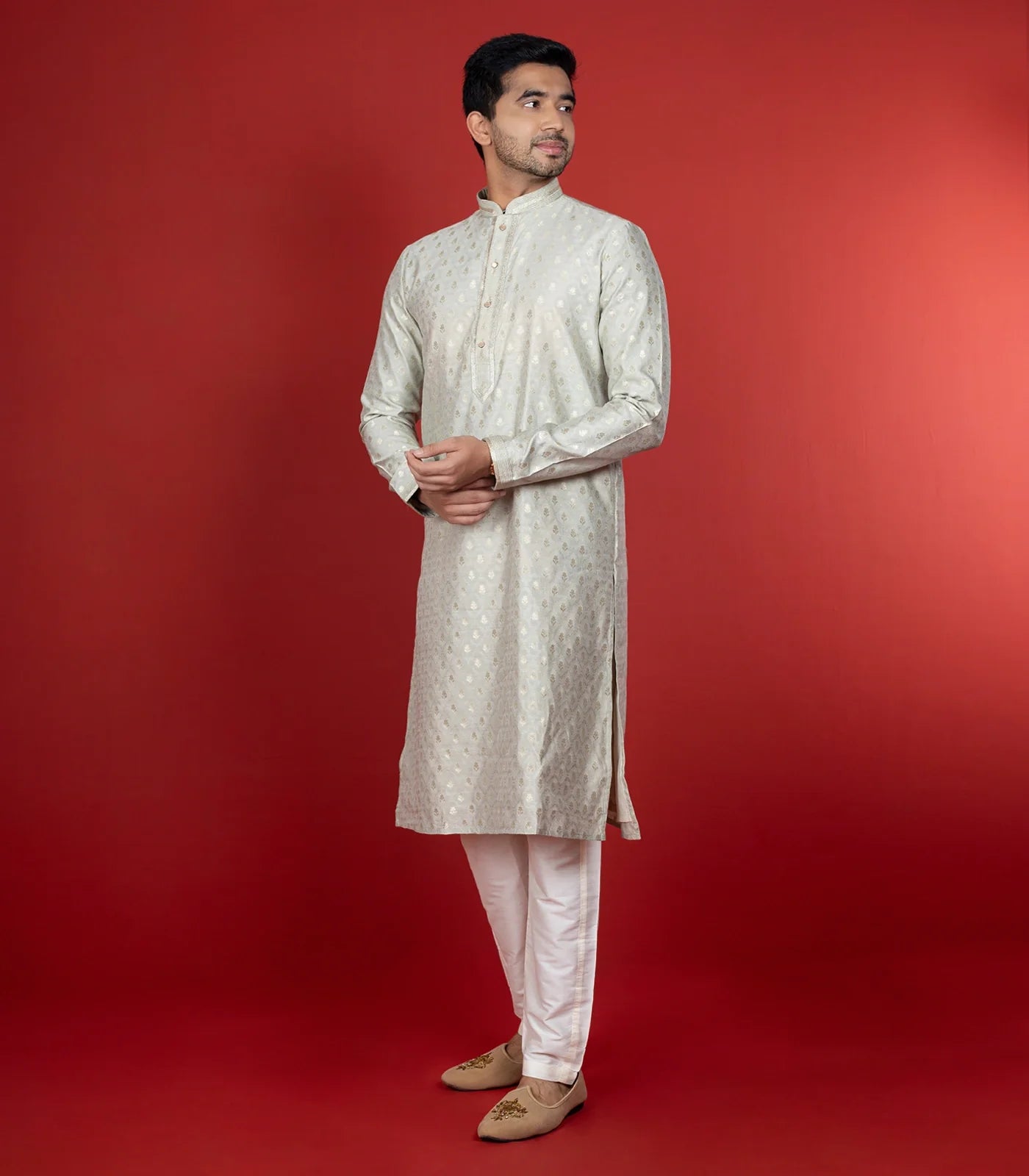 RmKV Ivory Kurta With Sequin Embellishment And White Chudidar-Ivory - view 2