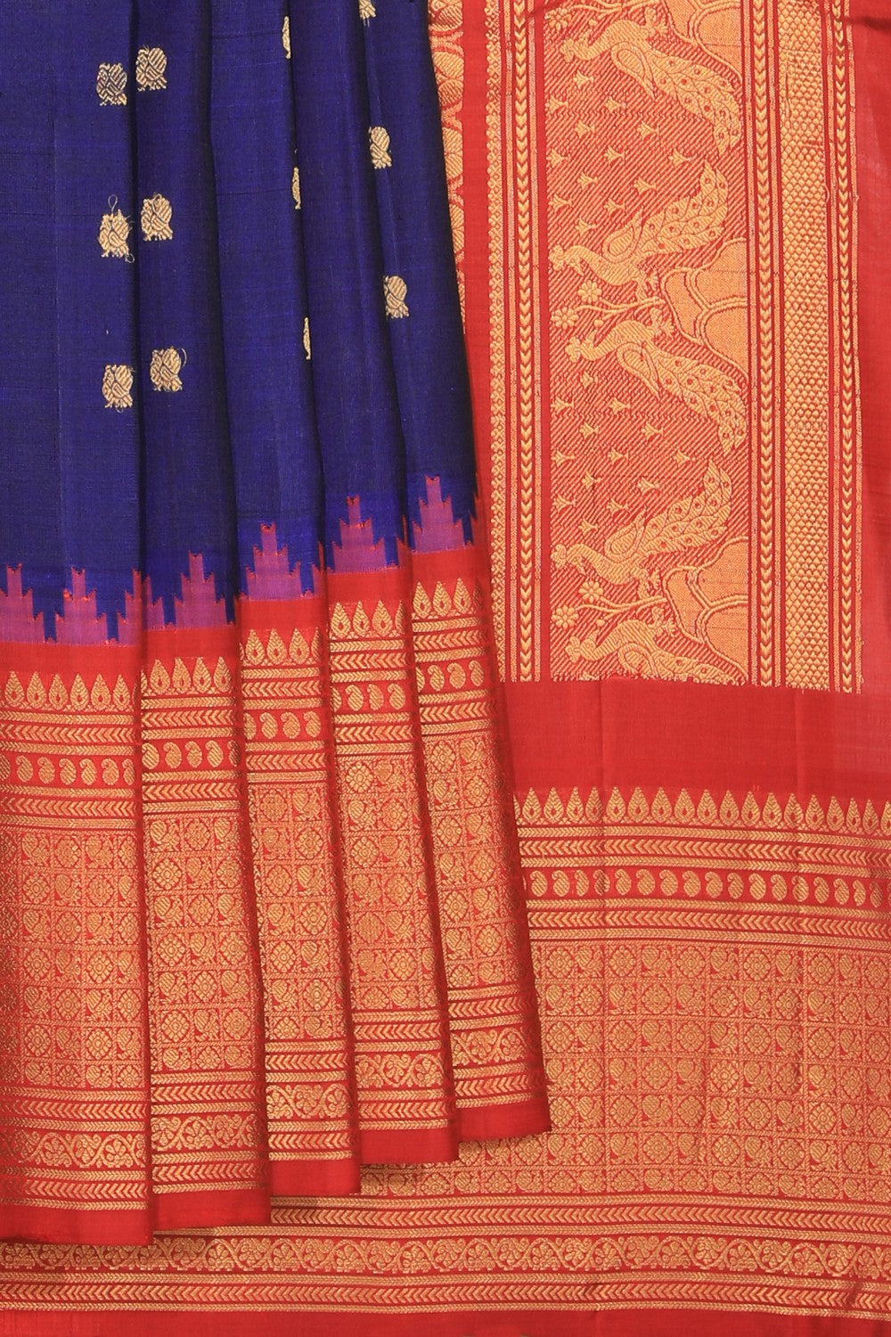 Kalanjali Gadwal Silk Indigo Blue Saree – Women's