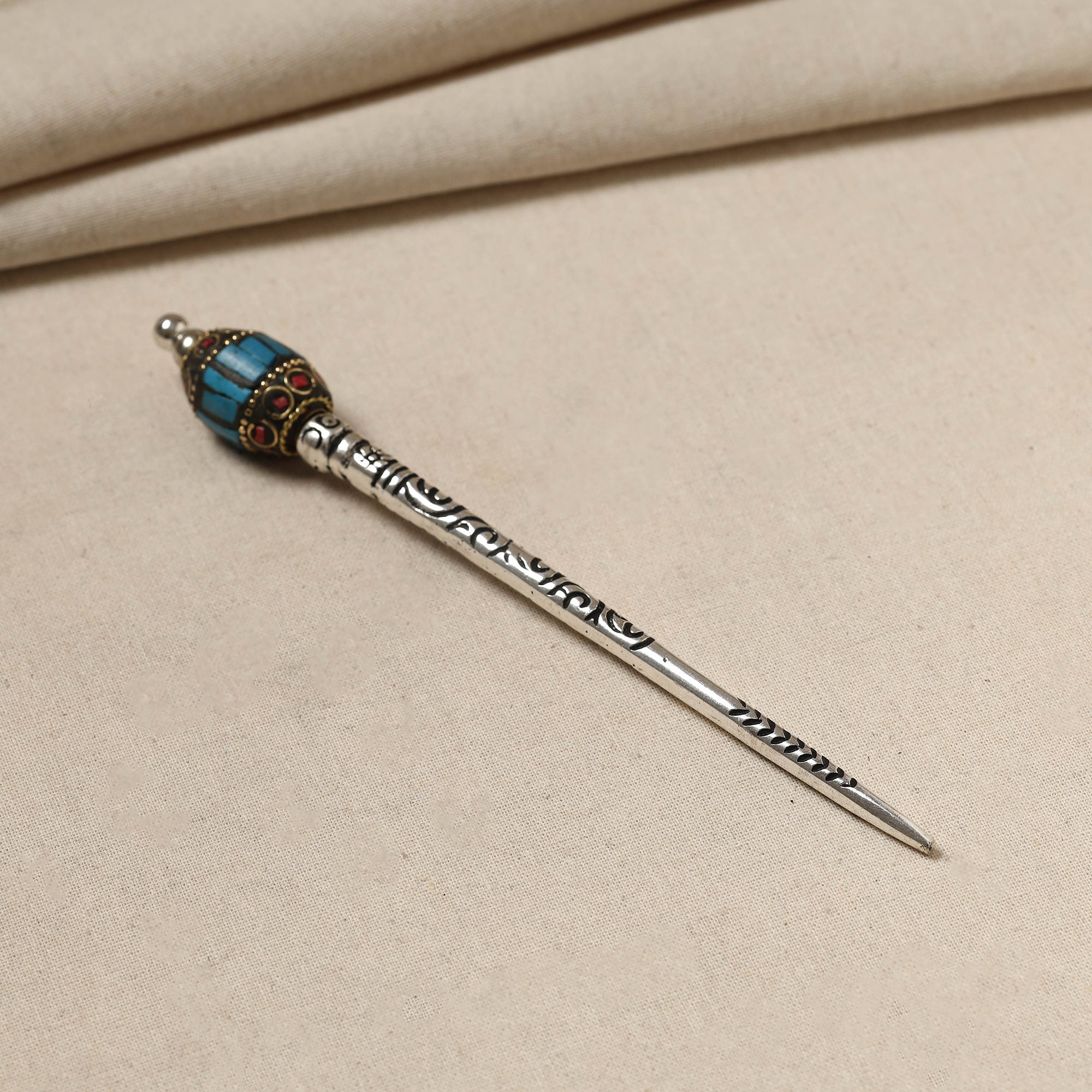 WHITE RIVER STORIES Antique Finish Oxidised German Silver Juda Stick