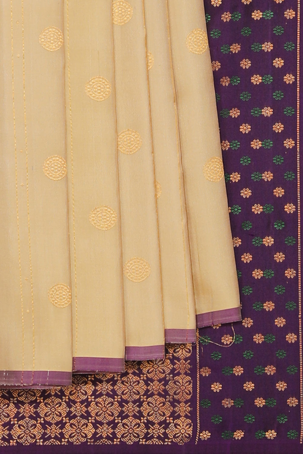 Kalanjali Gadwal Silk Classy Beige Saree – Women's