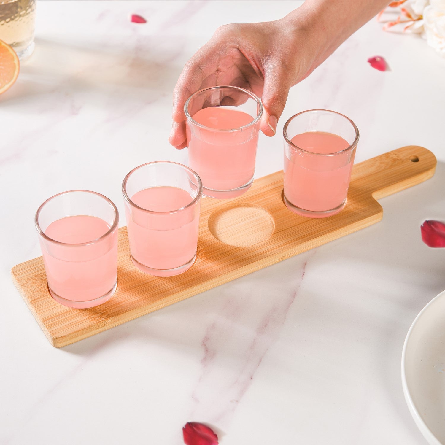 Nestasia Set Of 4 Shot Glasses With Wooden Tray 100ml - view 2
