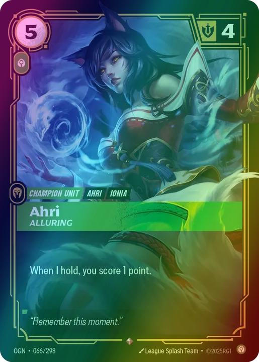 298 origins foil – Riftbound Ahri - Alluring - 066/298 [Origins] [Foil]
