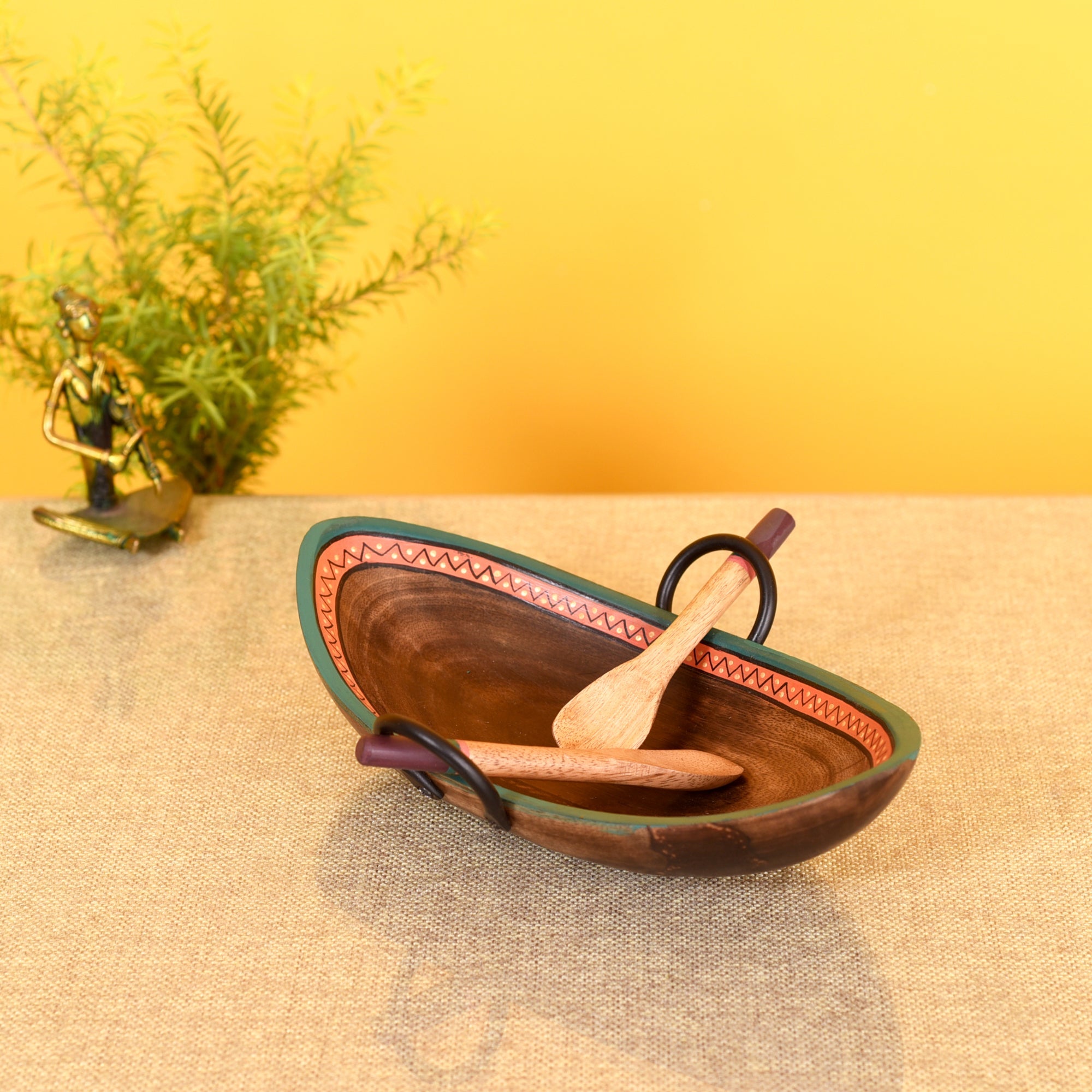 ART CREATIONS BY SUMAN SONTHALIA Brown - Leaf Of Nature' Serving Platter In Rosewood - view 2