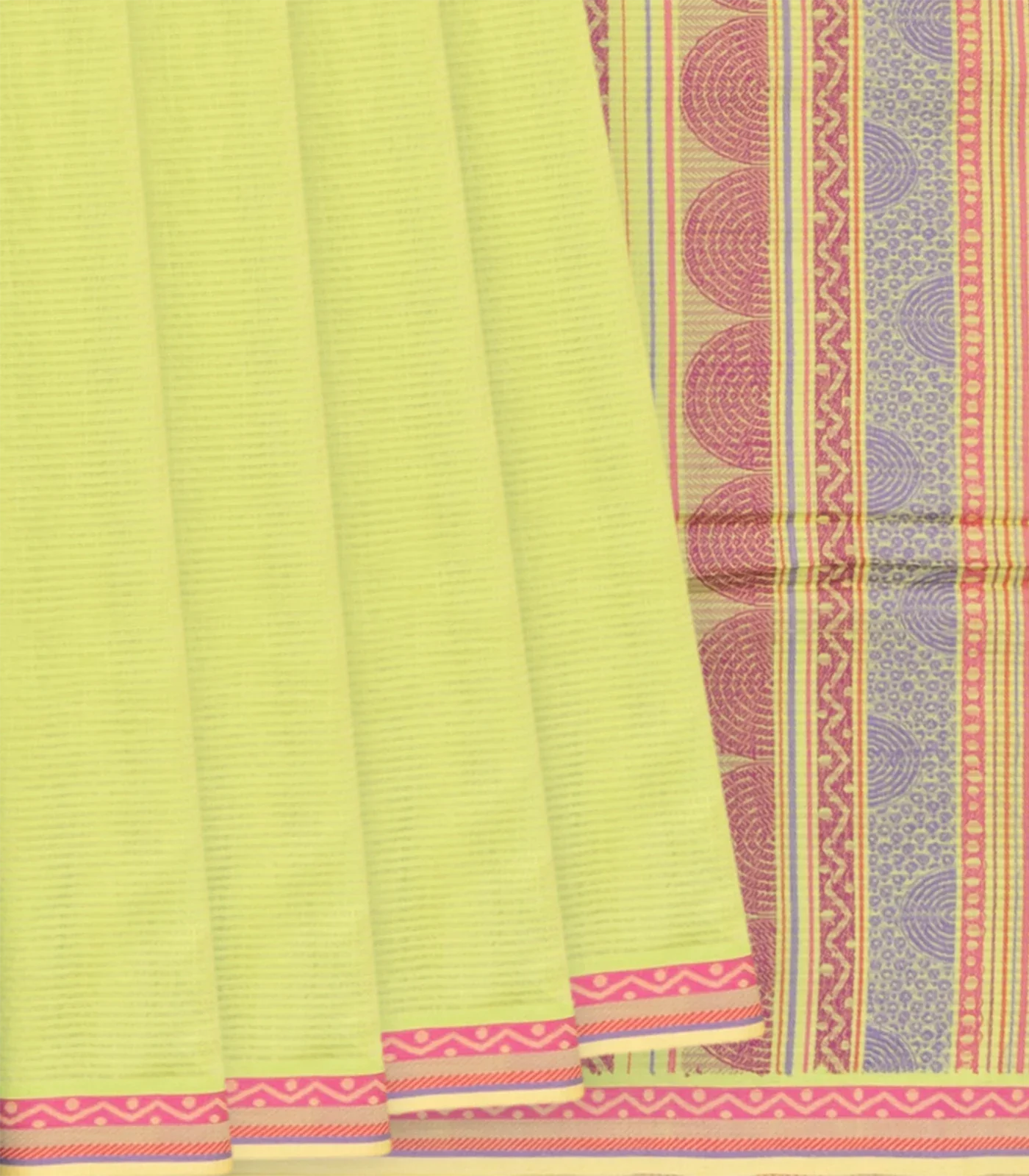 RmKV Cardamom Green Handloom Organic Kanchi Cotton Saree With Stripes-Cardamom Green