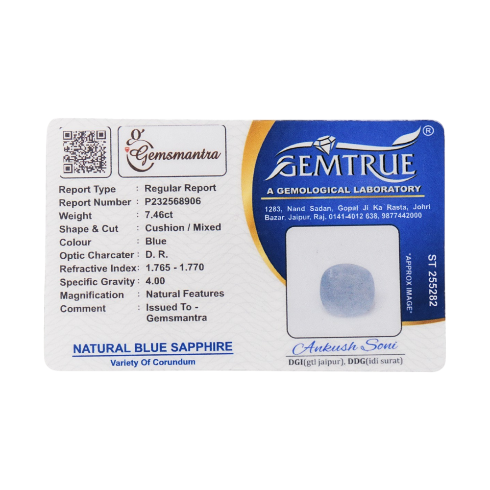Gemsmanta Blue Sapphire - 7.46 Carats (8.206 Ratti) - view 3