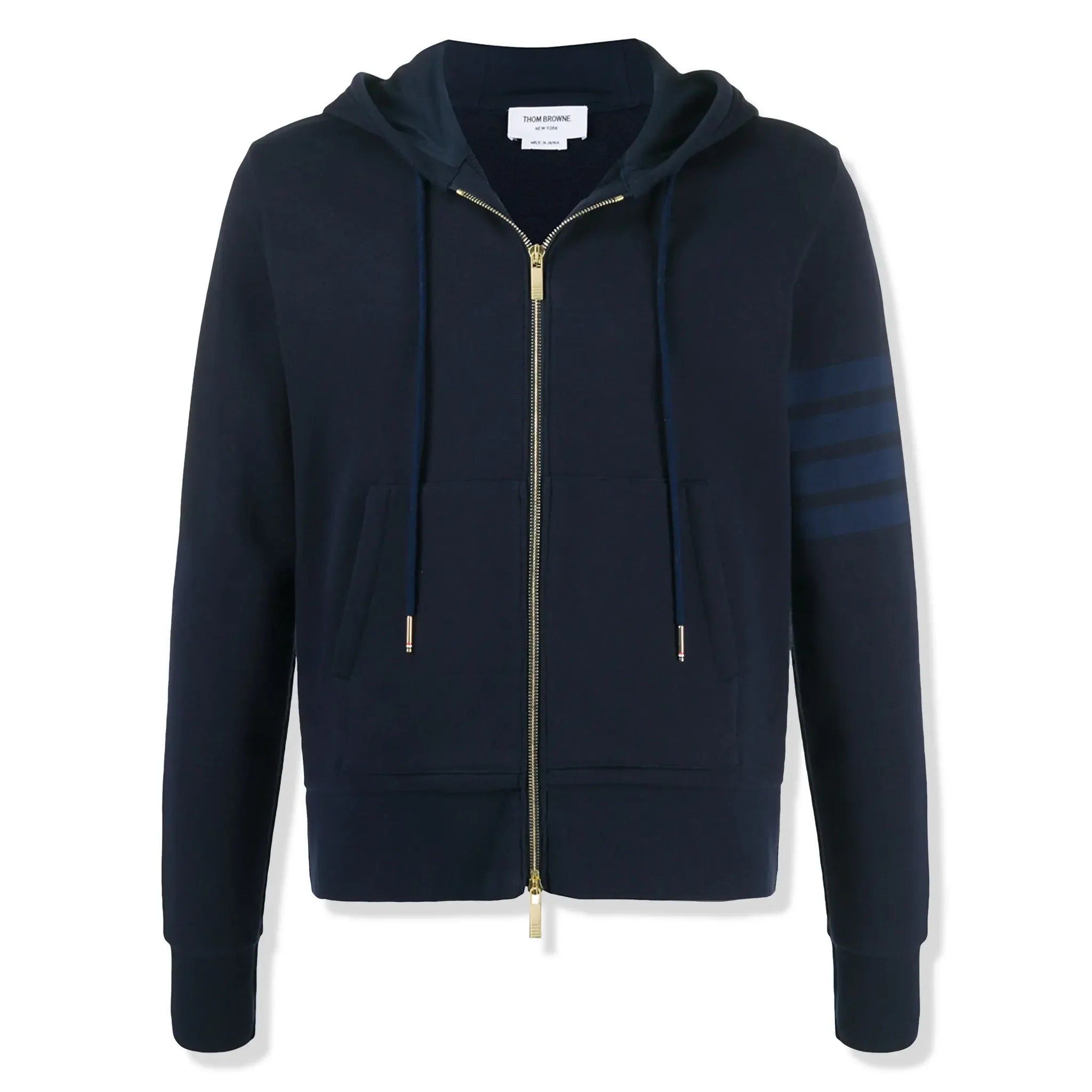 Thom Browne Classic Loopback 4-Bar Tonal Full Zip Blue Hoodie
