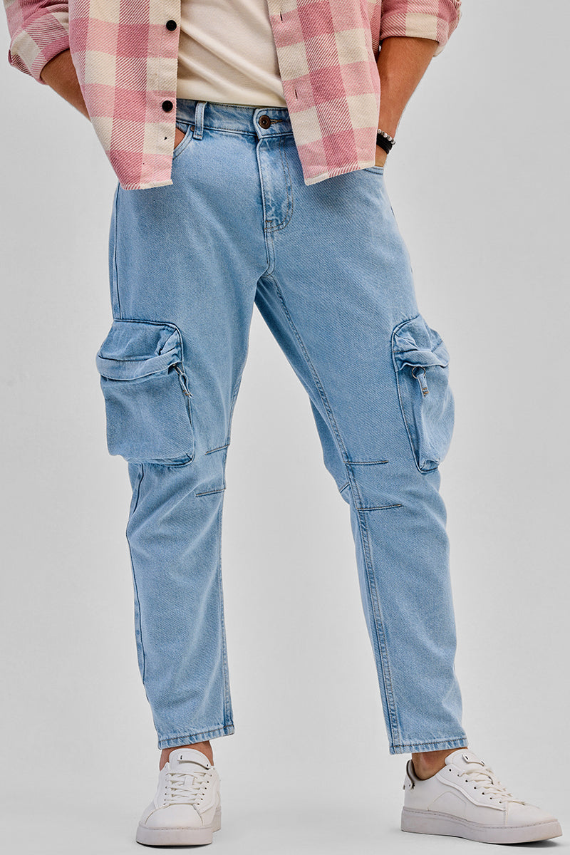 SNITCH Light Blue Baggy Fit Jeans