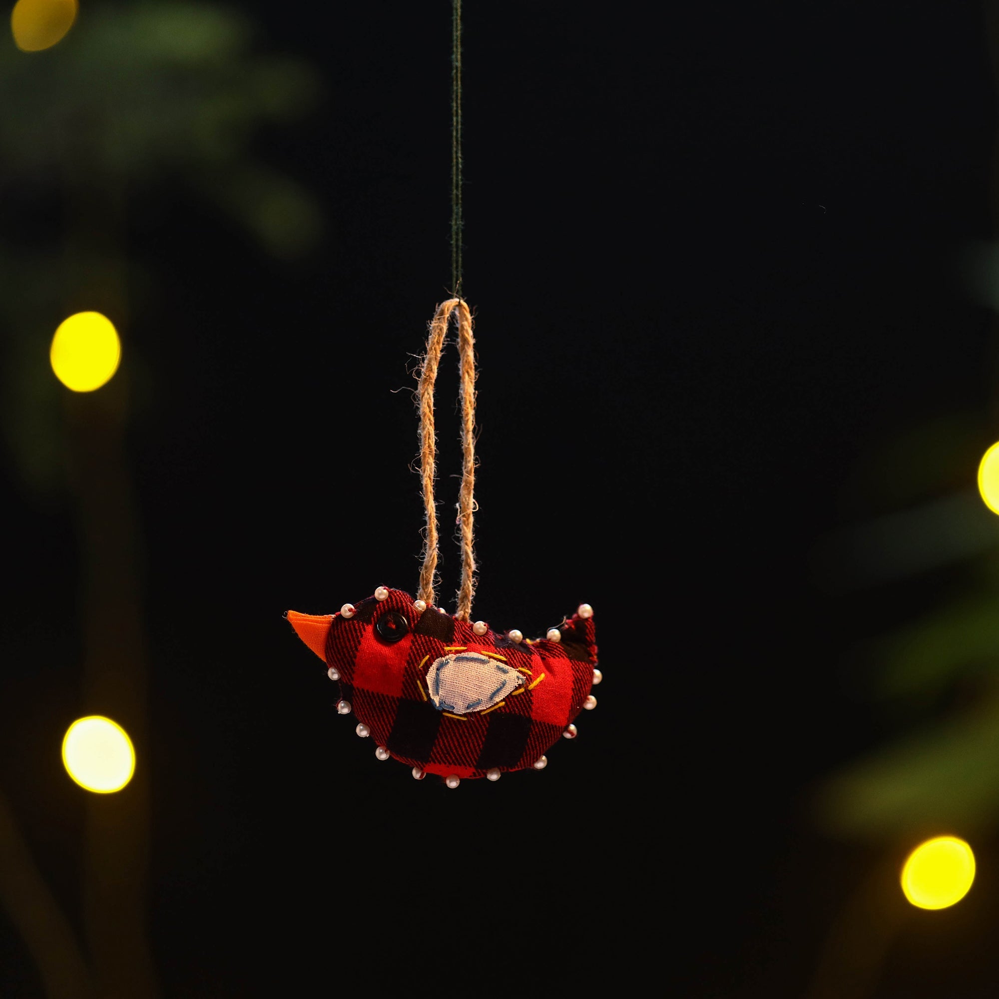 Upcycled thread beadwork – JAN SANDESH Bird - Upcycled Thread & Beadwork X-Mas Decor Hanging 13