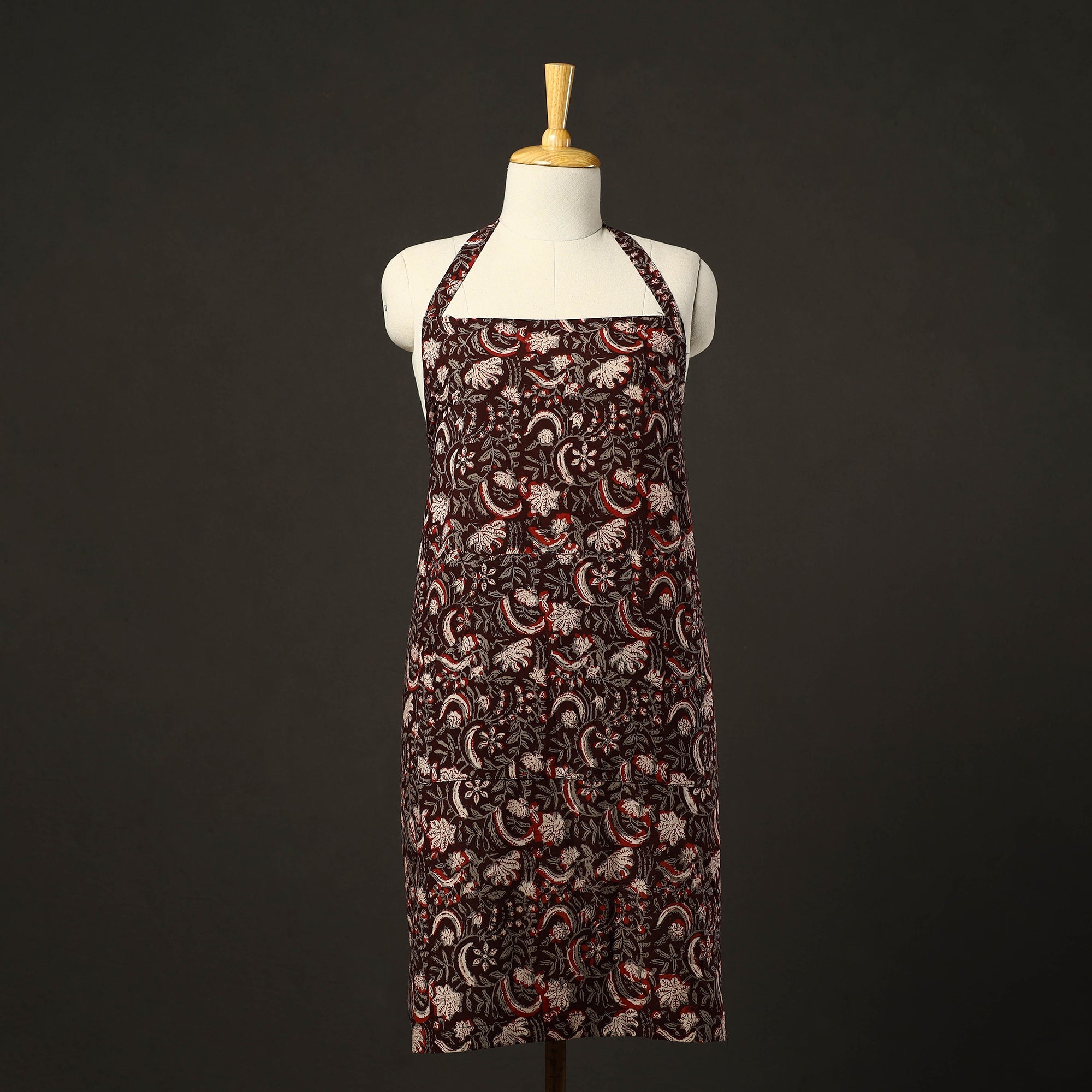 JALPARI Brown - Bagru Block Print Cotton Apron with Pocket 18