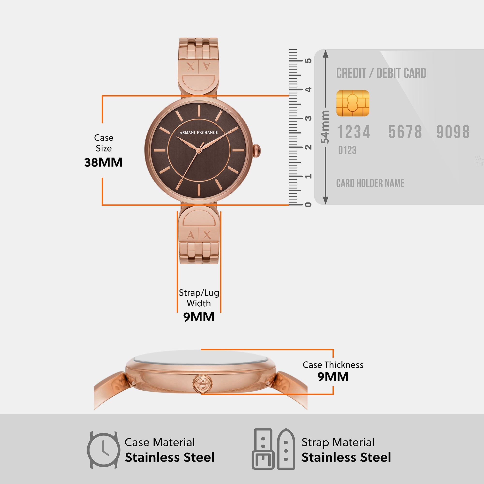Armani Exchange Brooke Women Quartz Rose Gold Dial Analog Stainless Steel Watch AX5384 - view 9