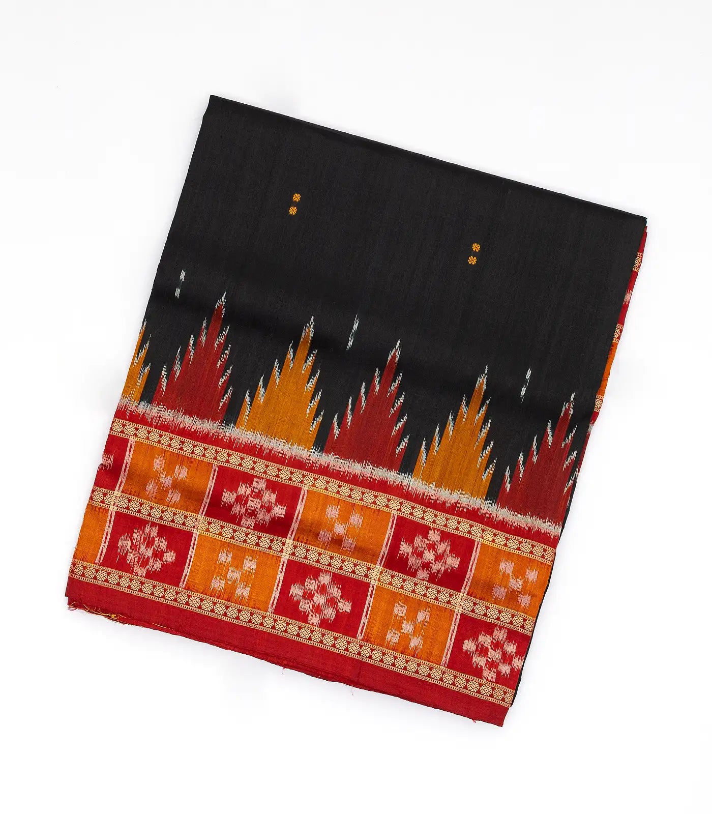 RmKV Black Handloom Orissa Silk Saree With Button Buttas
