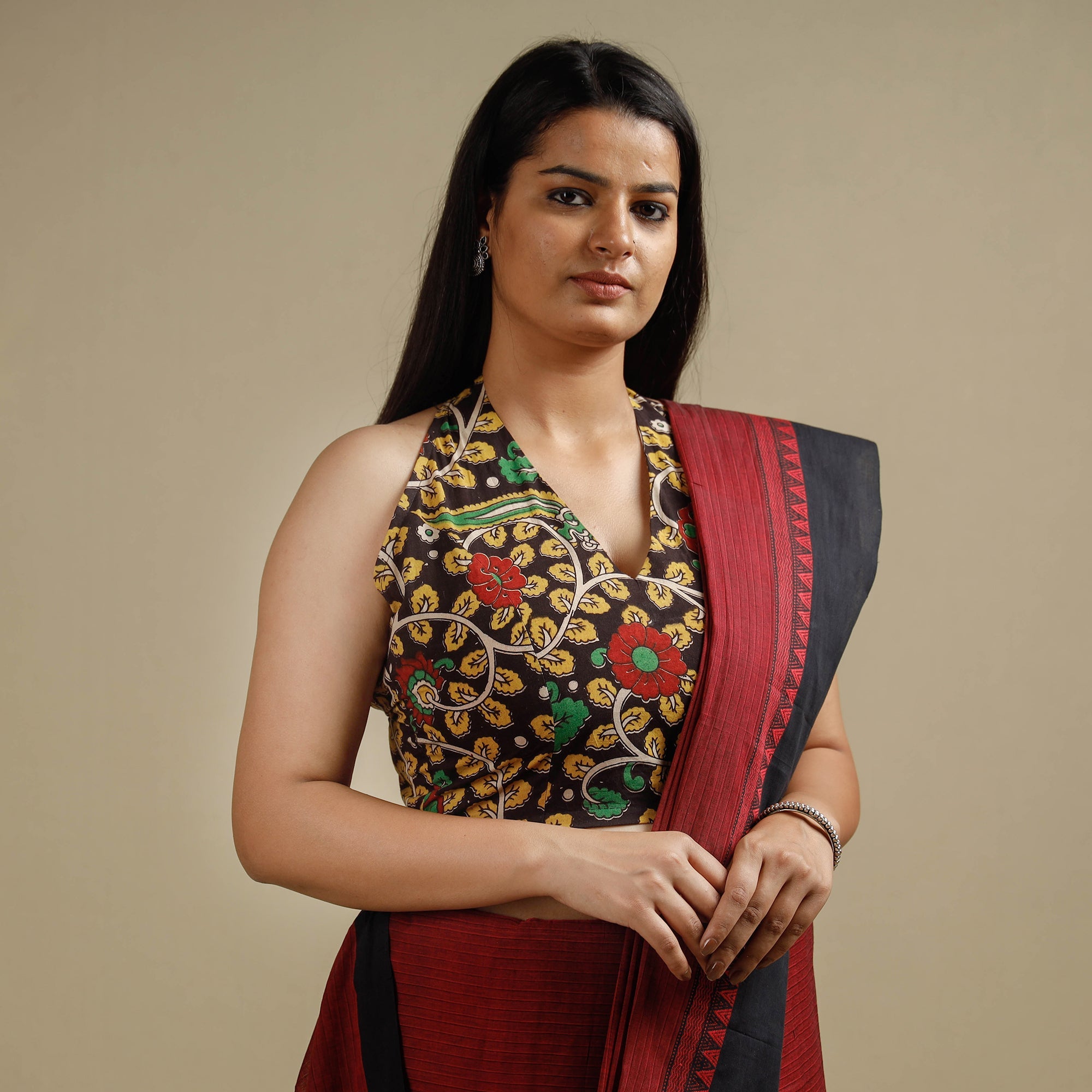 ITOKRI CASUALS Black - Kalamkari Printed Cotton Stitched Blouse