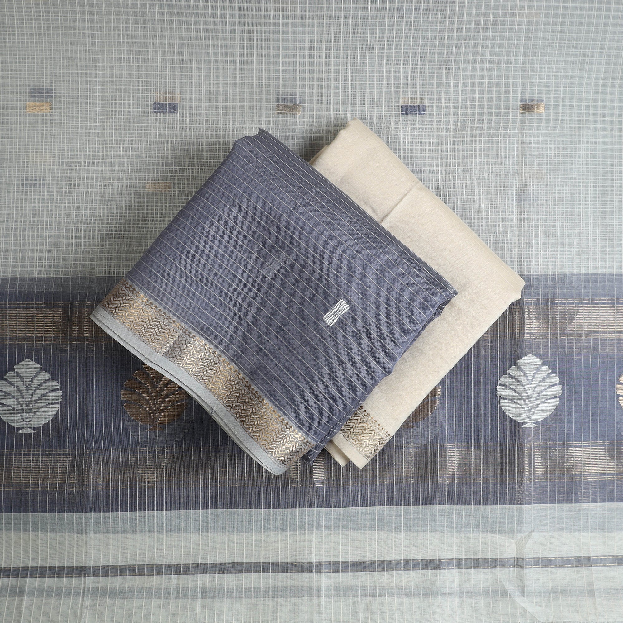 CHANDERI BY RAUPH KHAN 3pc Zari Buti Handloom Chanderi Silk Dress Material 05 - view 2