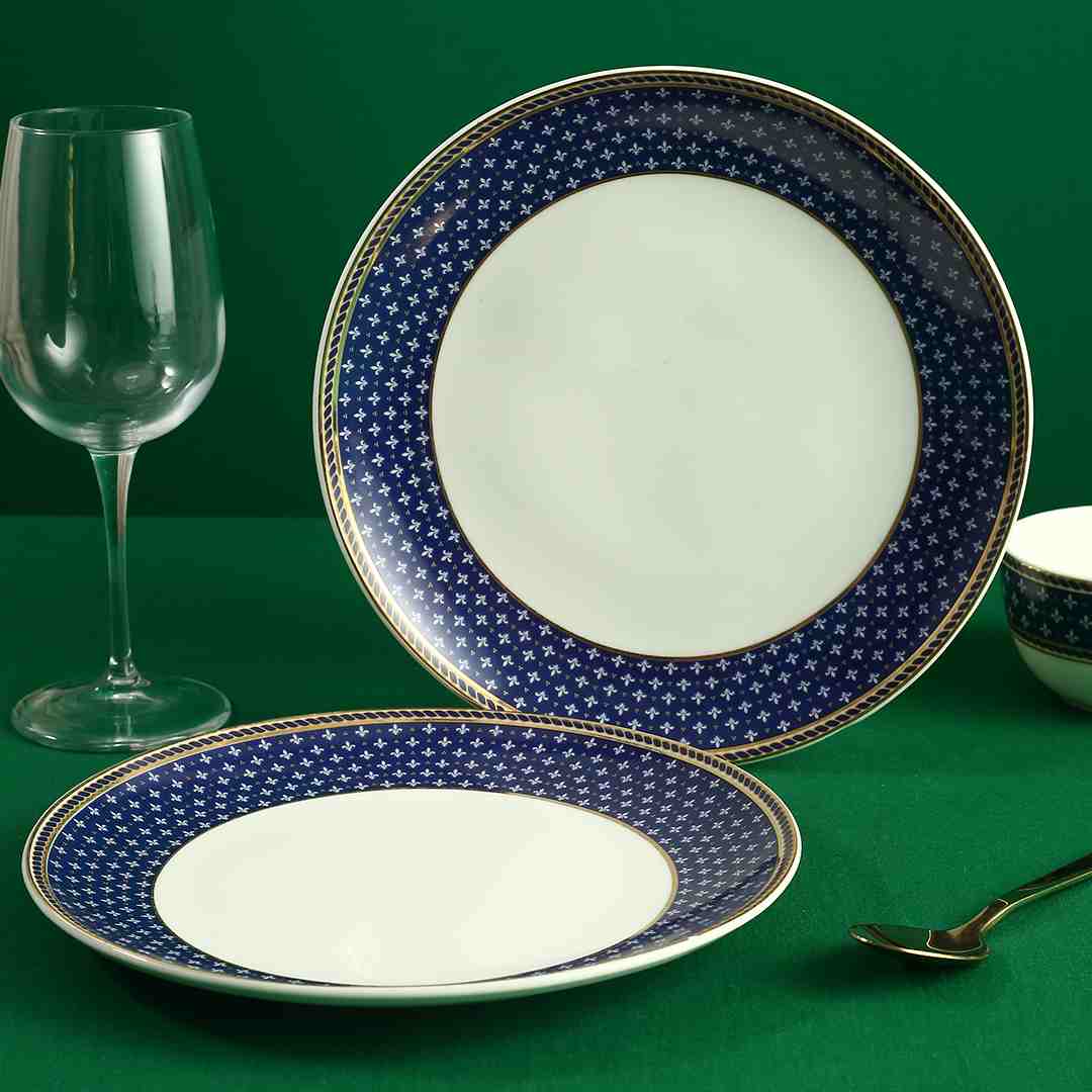 Wonderchef Sicilia Fine Bone China 8" Quarter Plate - Royal Blue - Set of 2 pcs